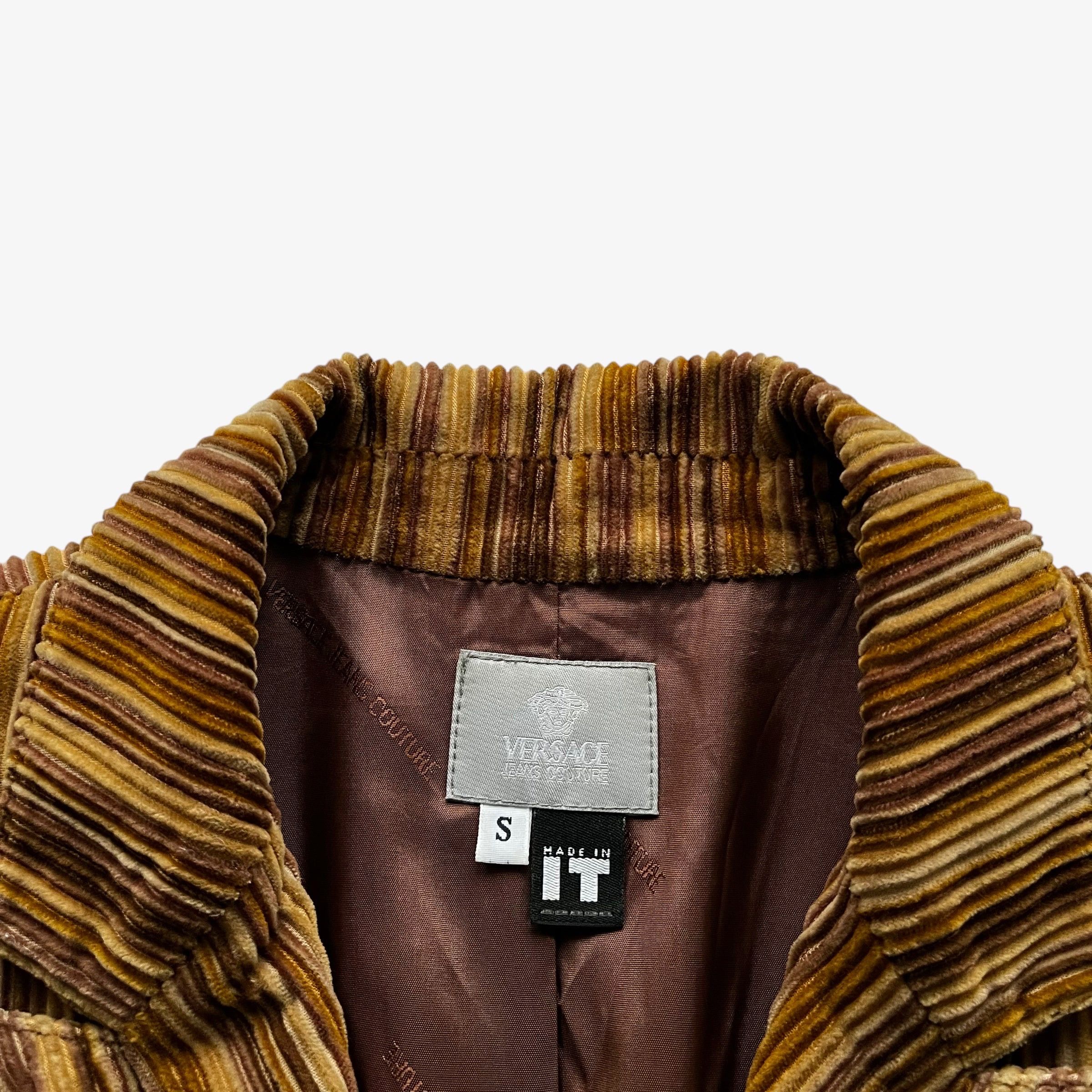 Versace Vintage 90s Women's Versace Colourful Striped Corduroy Coat Size S / US 4 / IT 40 - 2 Thumbnail