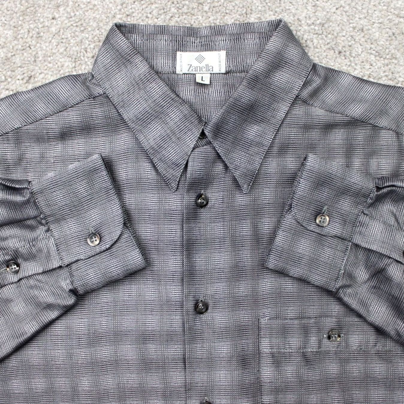 Zanella Zanella Shirt Mens Large Gray Plaid 100% Cotton Long Sleeve Button Up Size US L / EU 52-54 / 3 - 2 Thumbnail
