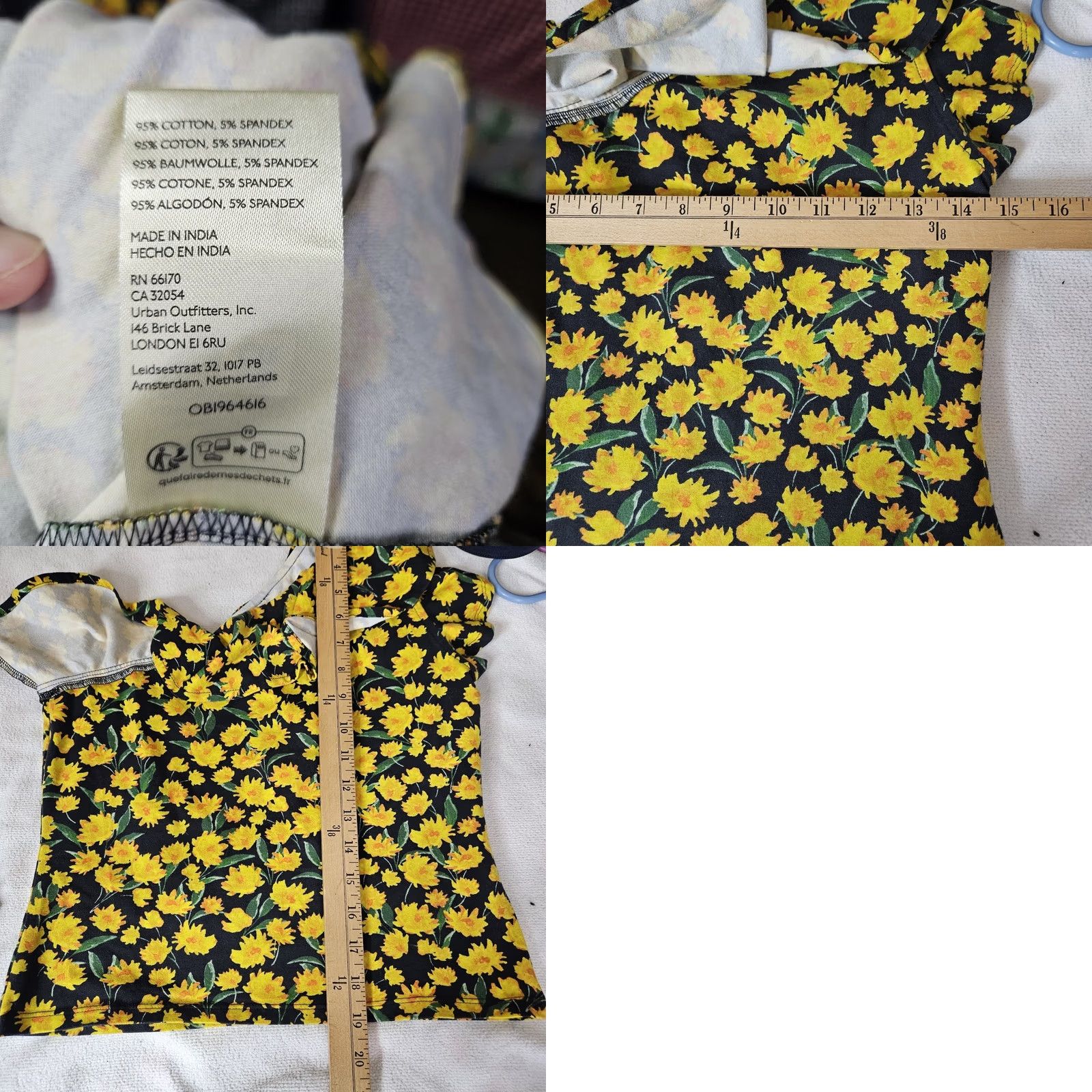 Vintage Maeve by Anthropologie Yellow Floral One-shoulder Top S Womens Cotton Blend Regular Short Sleeve Pullover N E W Size S / US 4 / IT 40 - 8 Thumbnail