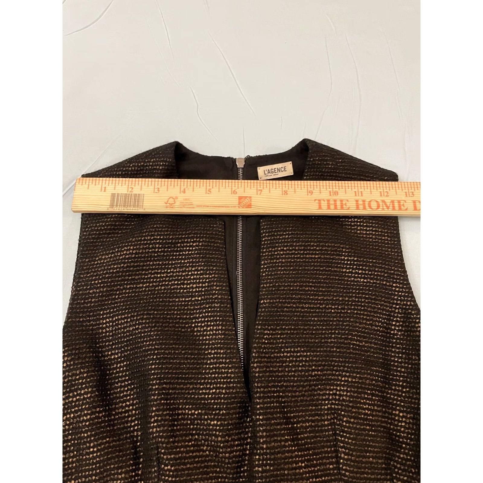 L'AGENCE L'Agence Vest Womens Size 2 Black Gold Metallic Textured Zip Up Sleeveless Top Size XS / US 0-2 / IT 36-38 - 5 Thumbnail