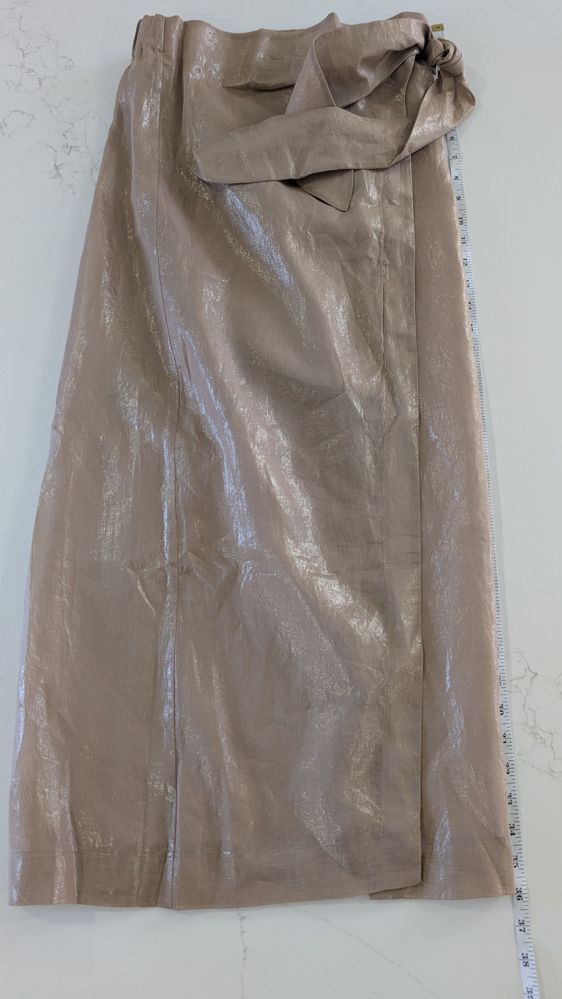 Brunello Cucinelli Brunello Cucinelli Gold Coated Cotton Wrap Skirt IT 38 Size 26" / US 2 / IT 38 - 10 Thumbnail