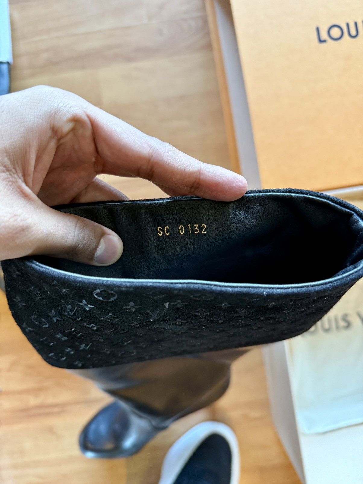 Louis Vuitton Louis Vuitton LV Monogram Tall Black Leather Platform Boots Size US 11 / IT 41 - 4 Thumbnail