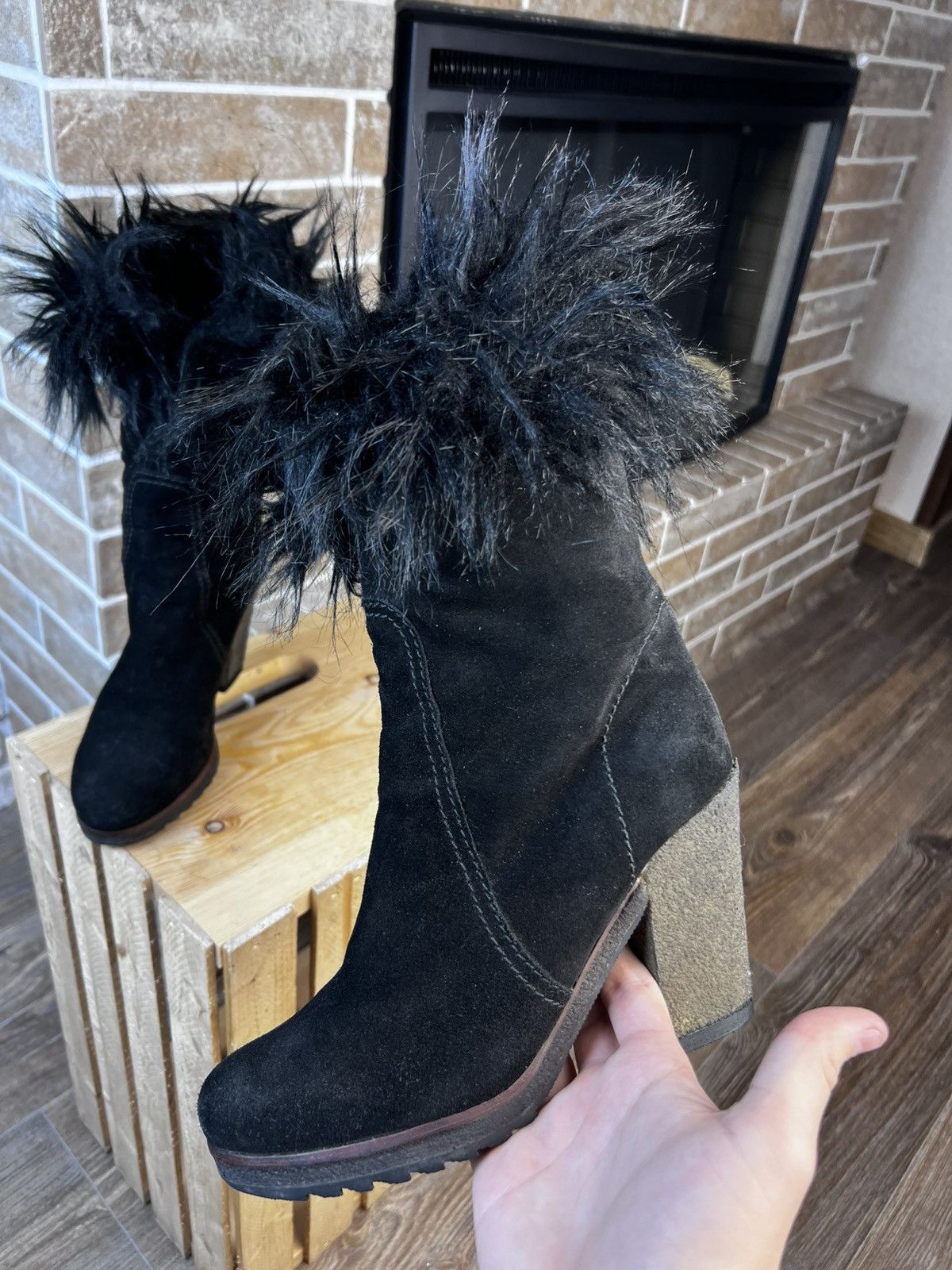 Prada Prada Faux Fur High Heels Ankle Suede Boots Size US 7 / IT 37 - 2 Thumbnail