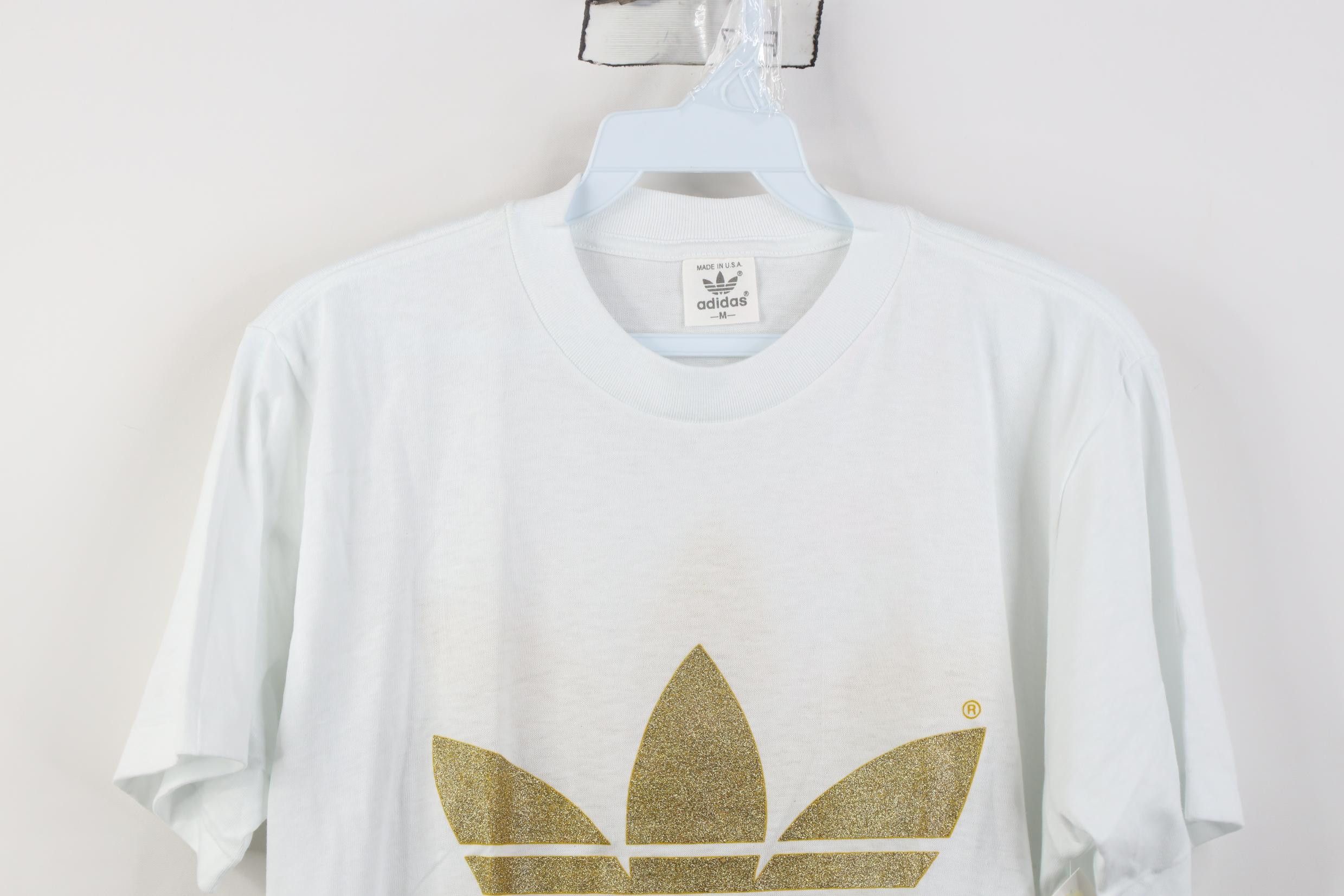Adidas Deadstock Vintage 80s Adidas Olympics Gold Trefoil T-Shirt Size US M / EU 48-50 / 2 - 2 Thumbnail