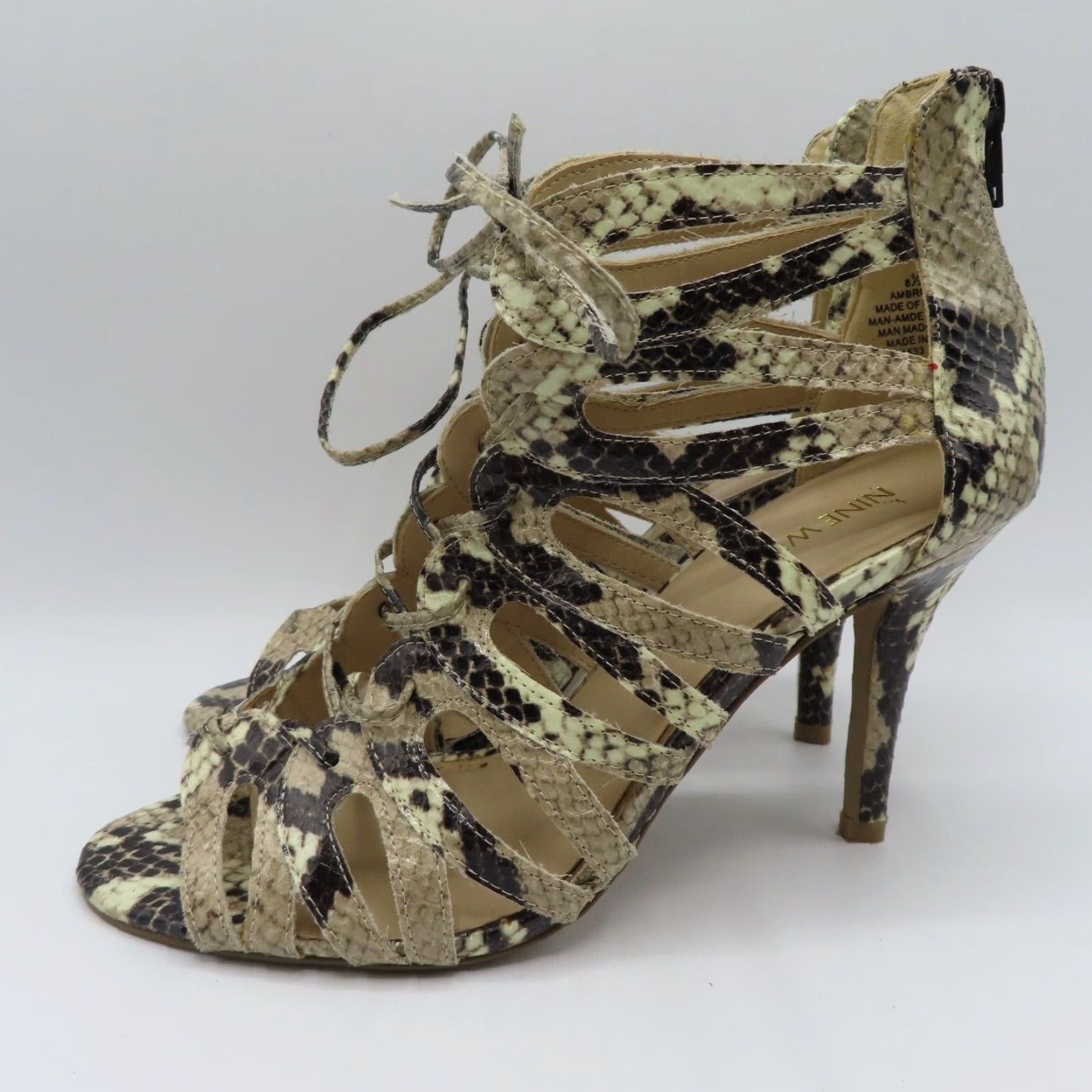 Nine West Nine West Women Heels Cage Cut Out Lace Up Ambroseo Snakeskin Print Stiletto Multicolor 8.5 M Party/Cocktail Size US 9 / IT 39 - 5 Thumbnail