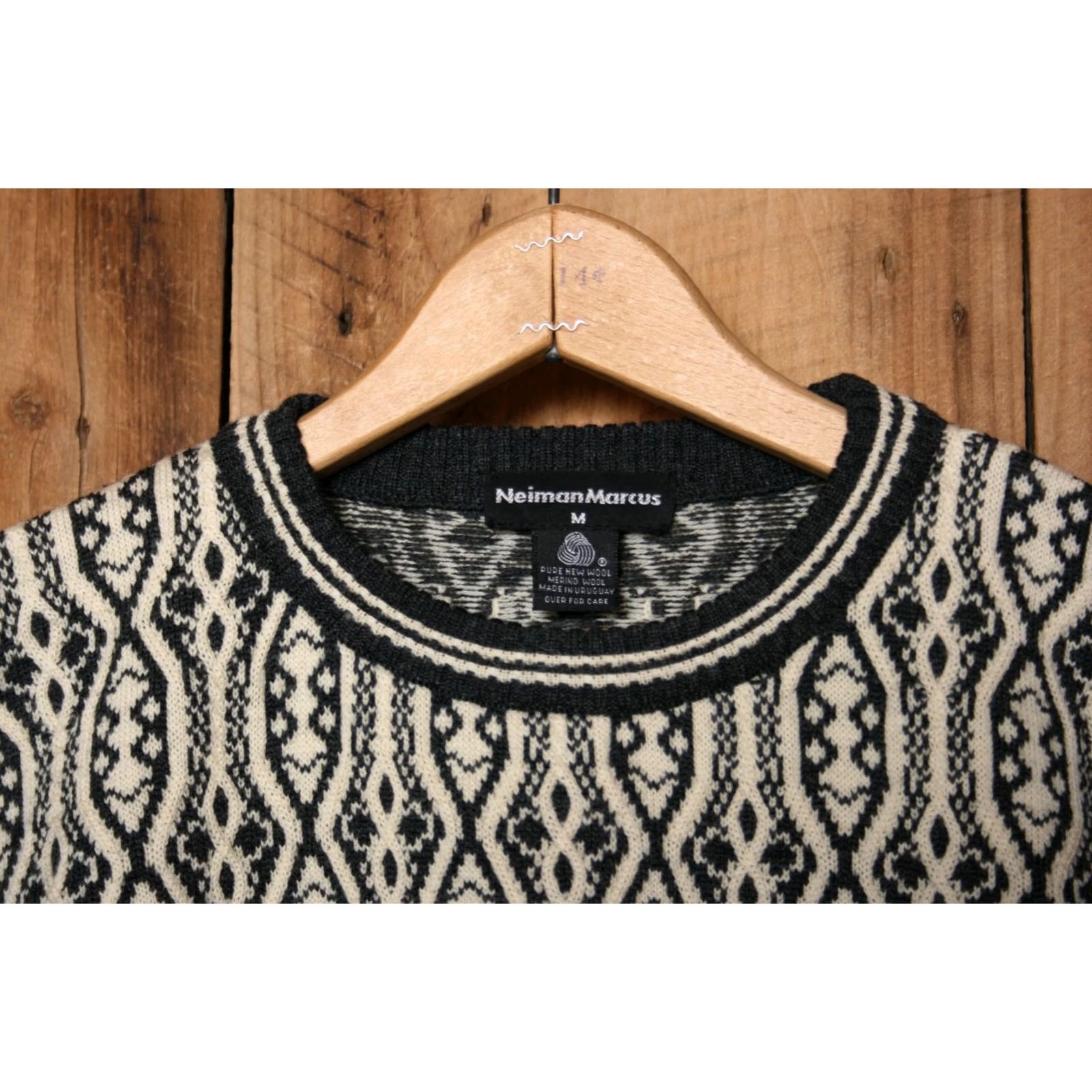 Neiman Marcus VINTAGE Neiman Marcus Gray & Ivory Texture Knit Merino Wool Sweater Men's M Size US M / EU 48-50 / 2 - 2 Thumbnail