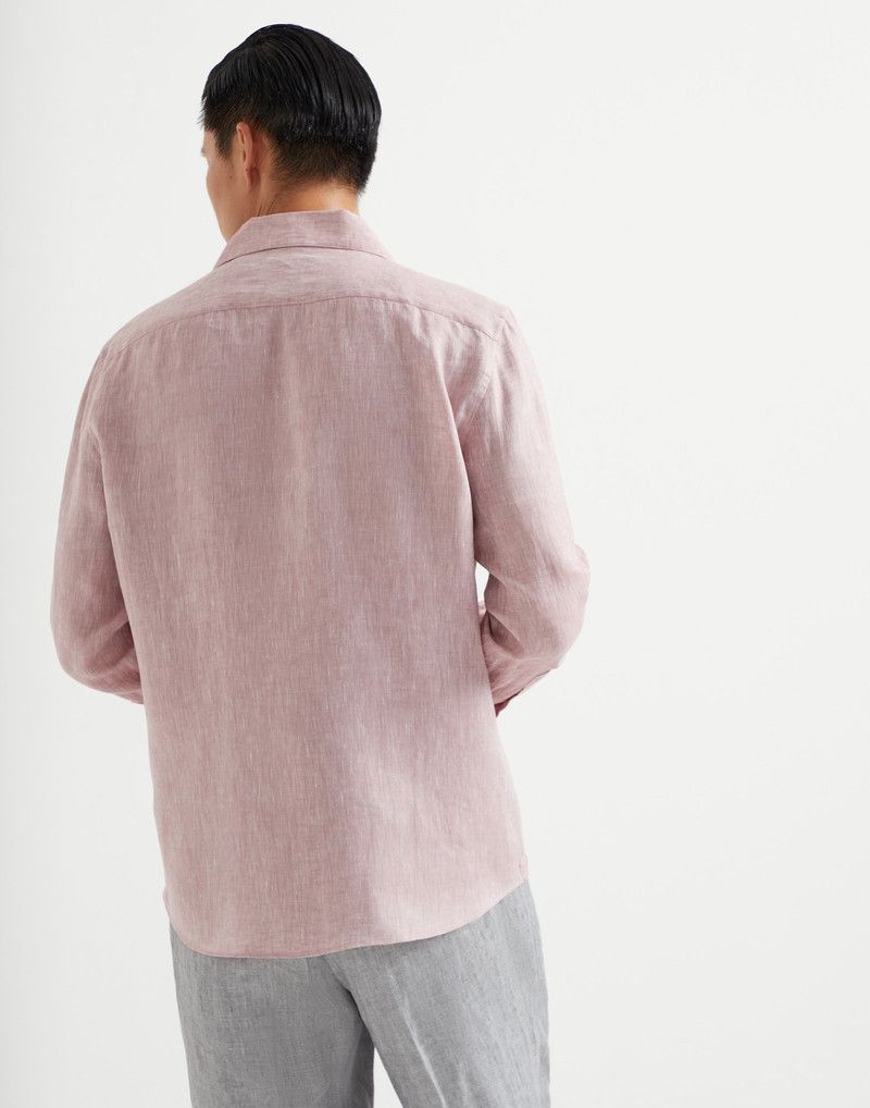 Brunello Cucinelli o1la1rc1a0326 Linen Easy Fit Shirt With Chest Pockets Pink Size US XL / EU 56 / 4 - 2 Thumbnail
