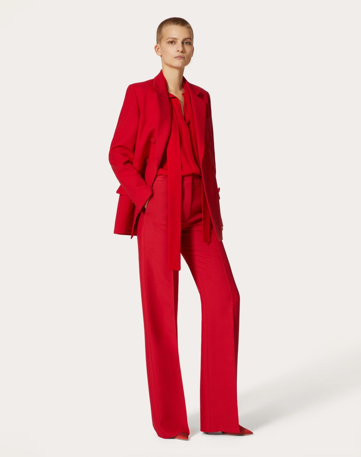 Valentino o1s1wg110525 Georgette Blouse in Red Size M / US 6-8 / IT 42-44 - 3 Thumbnail