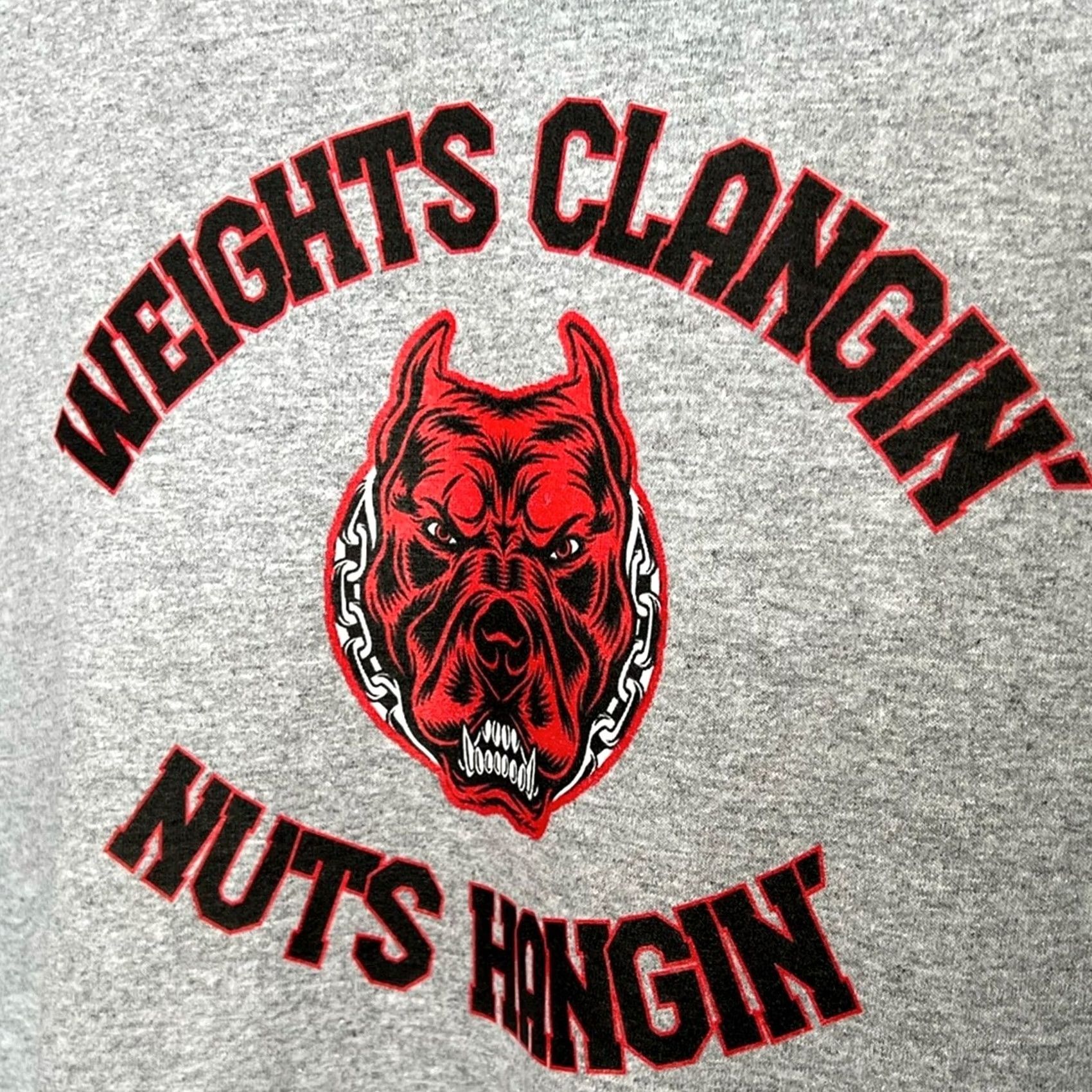 Vintage G200 Weights Clangin’ Nuts Hangin’ Mens PITBULL Gym Bodybuilding Shirt XL Gray Mens shirt Size US XL / EU 56 / 4 - 2 Thumbnail