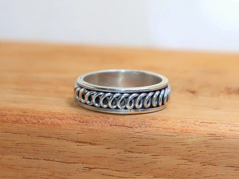 Handmade Spinner Ring, 925 Silver Promise Ring, Handmade Boho Jewelry Size ONE SIZE - 1 Thumbnail