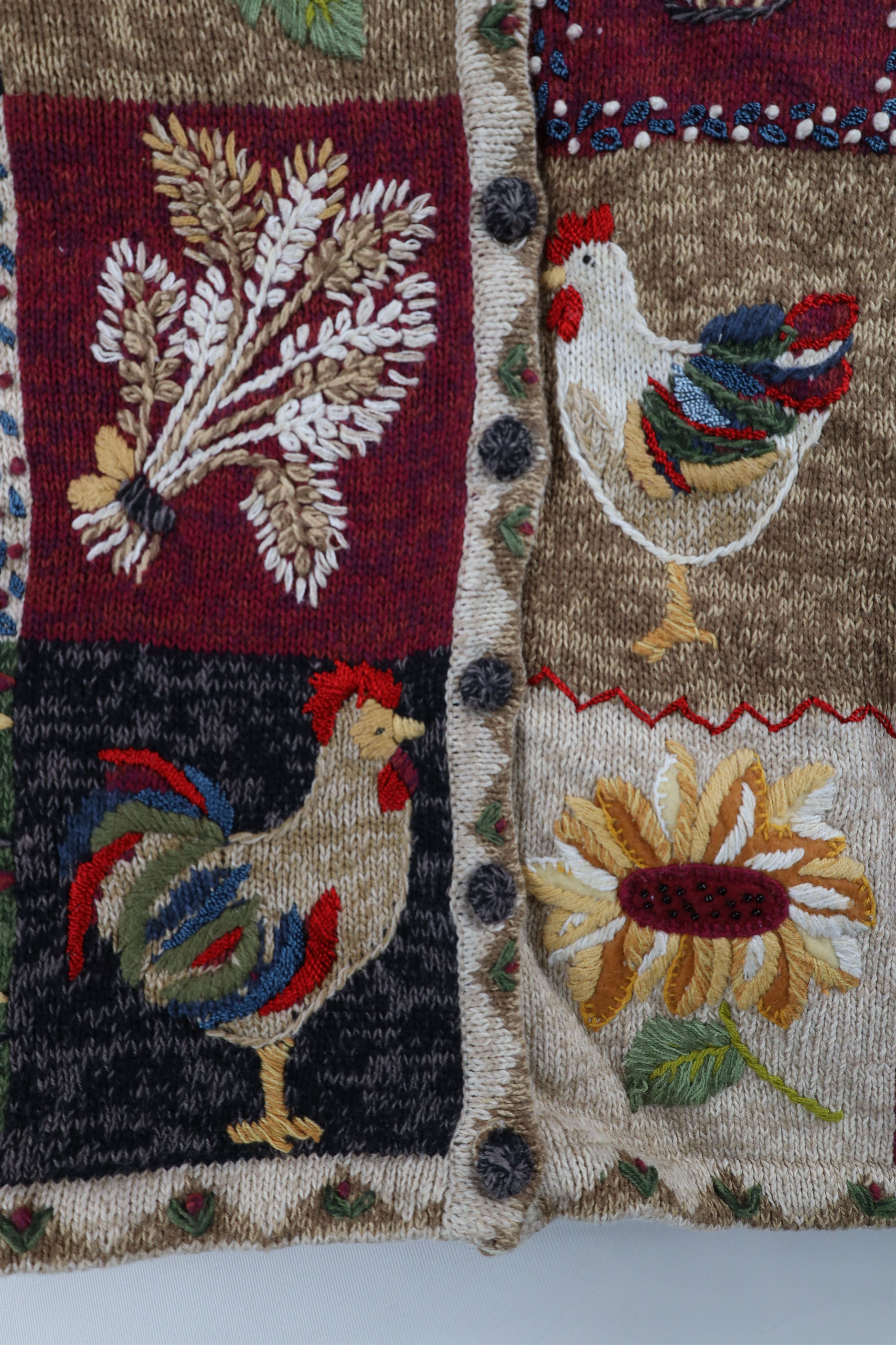 Vintage Vintage Y2K Country Primitive Flower Cardigan Sweater Size XL / US 12-14 / IT 48-50 - 5 Thumbnail