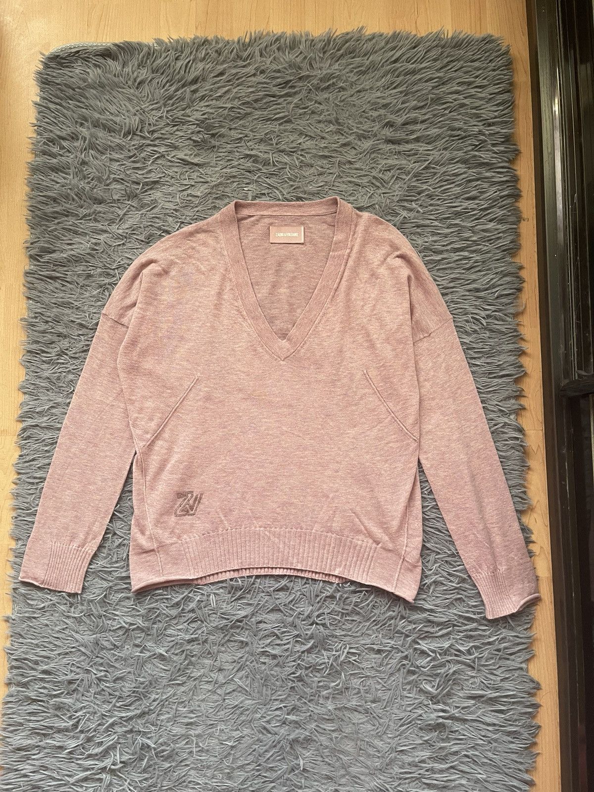 Zadig & Voltaire 100% cashmere rhinestones logo sweater