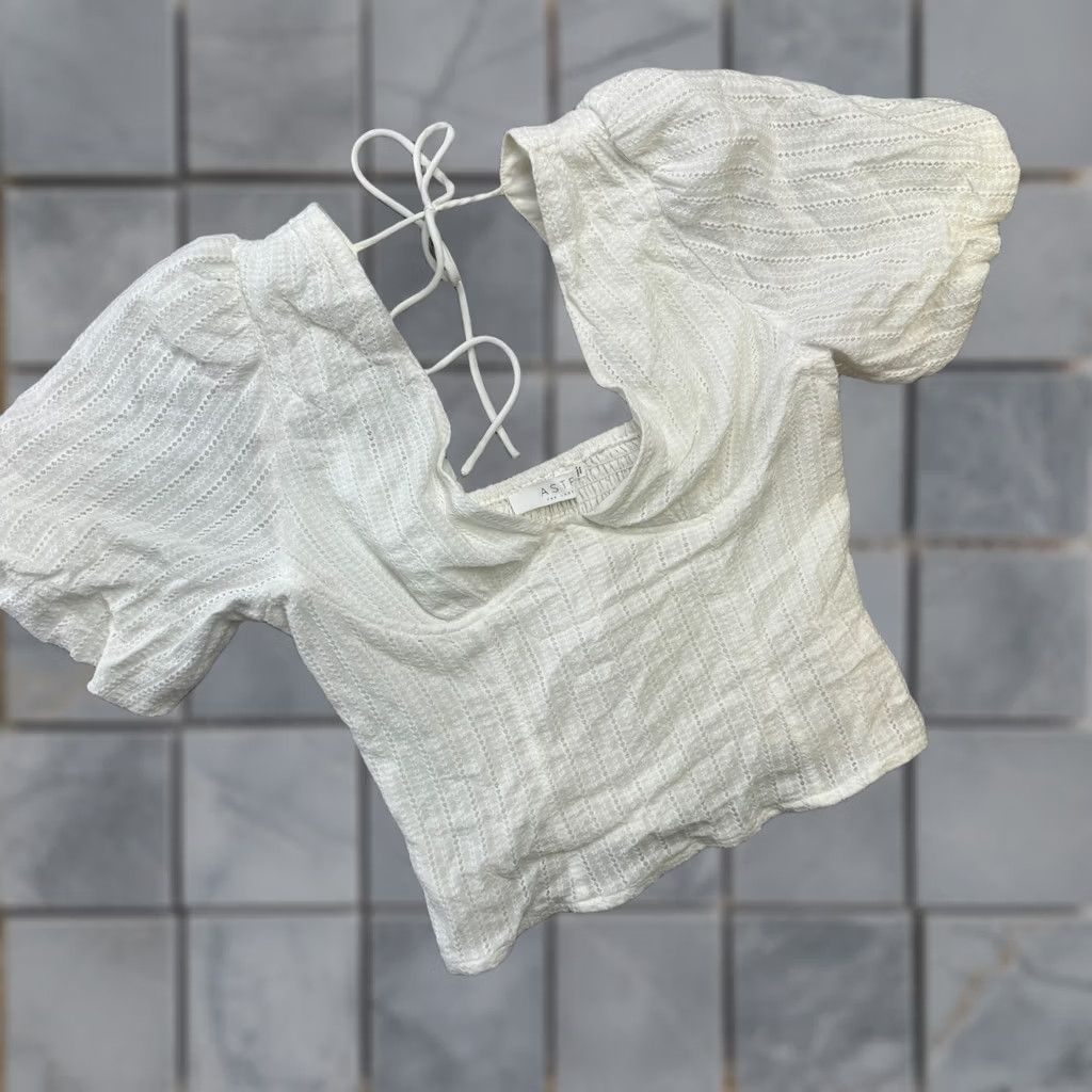 ASTR The Label ASTR The Label Top Women Medium White Sweetheart Puff Sleeve Blouse Size M / US 6-8 / IT 42-44 - 1 Thumbnail