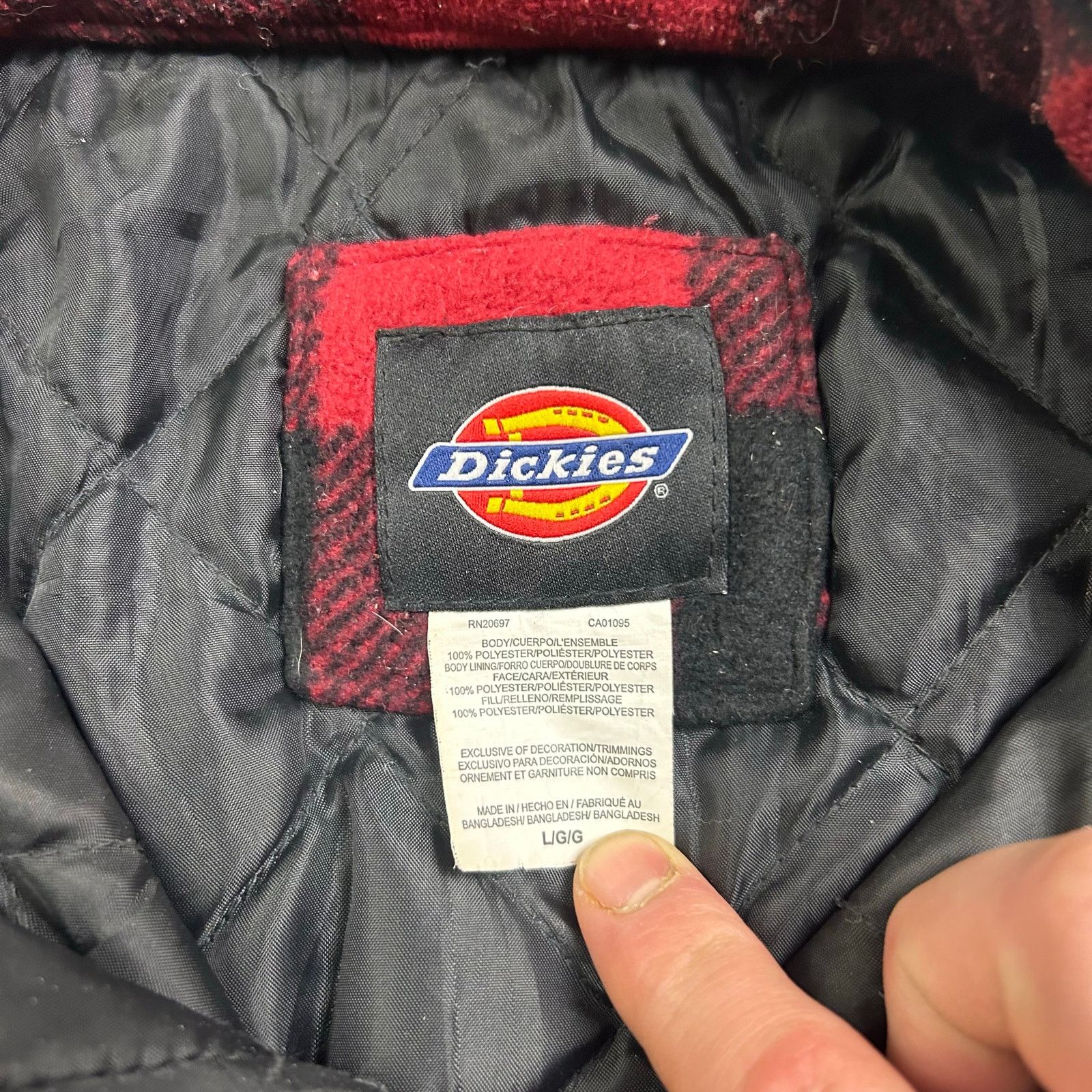 Dickies Dickies Red Plaid Flannel Fleece Quilted Jacket Men's Large Size US L / EU 52-54 / 3 - 5 Thumbnail