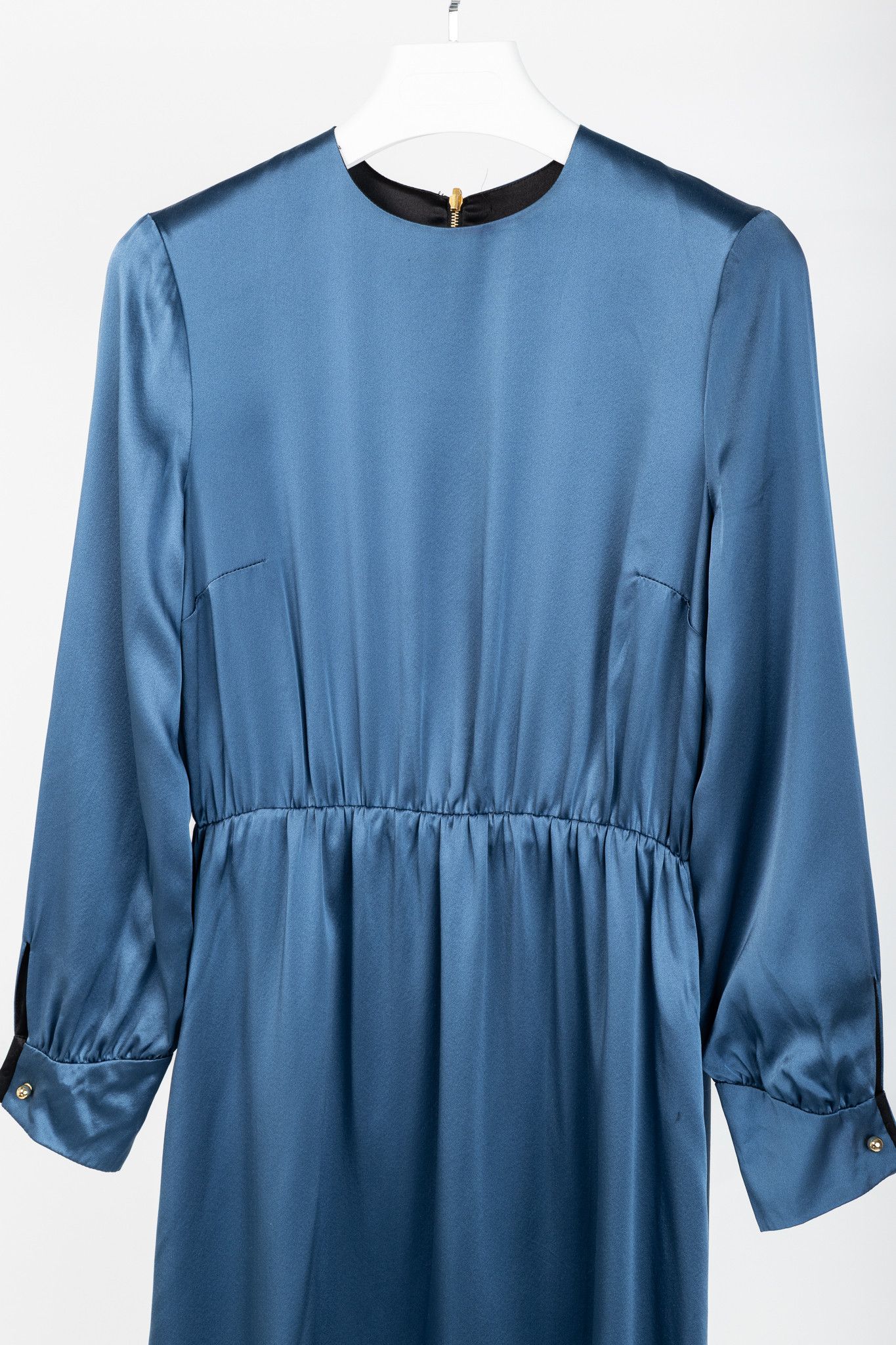 Other Dassie Reversible Black & Blue Silk Charmeuse Dress Size L / US 10 / IT 46 - 11 Thumbnail