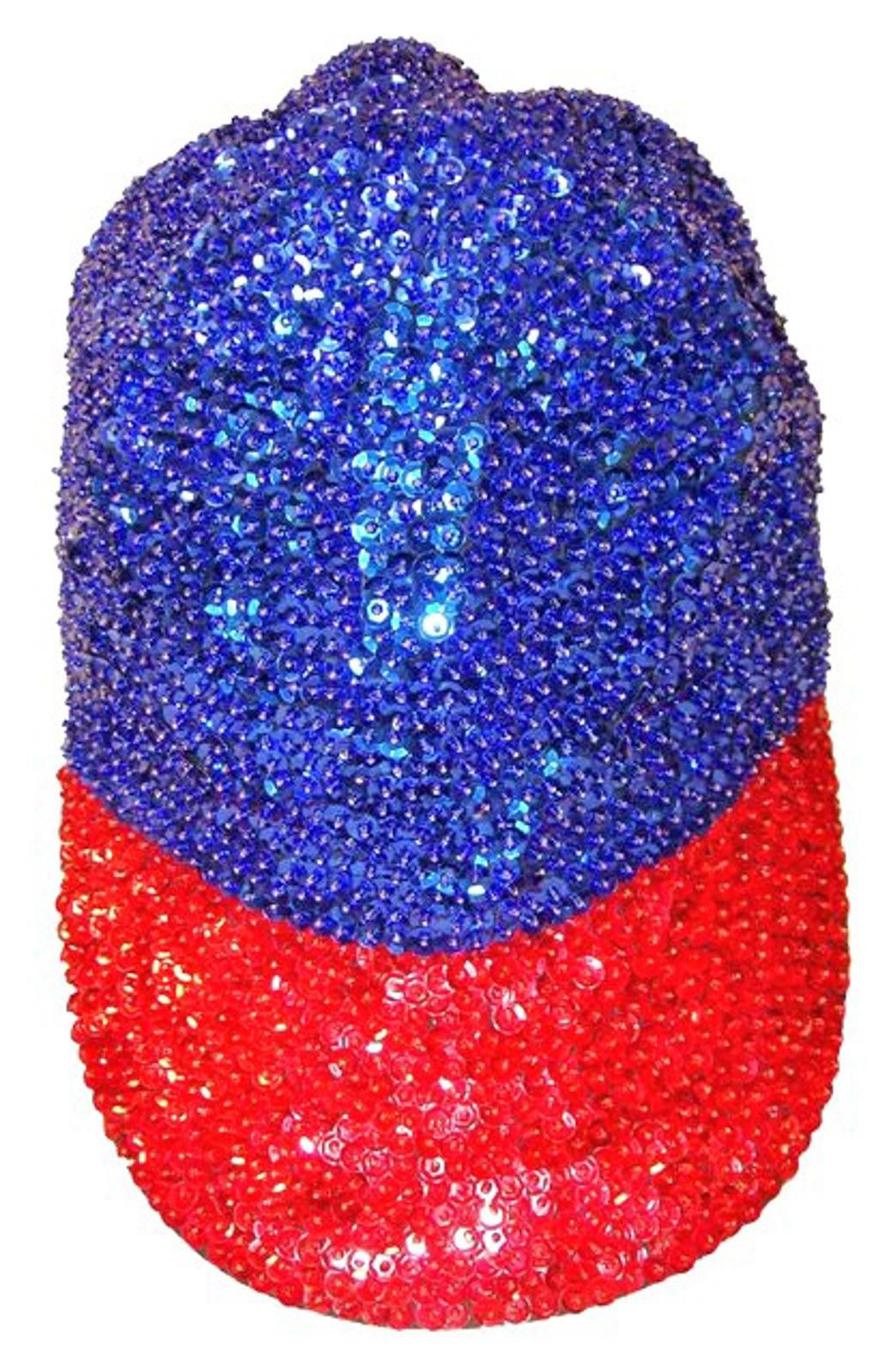 Designer Sequin Baseball Cap BLUE with RED BRIM Size ONE SIZE - 1 Preview