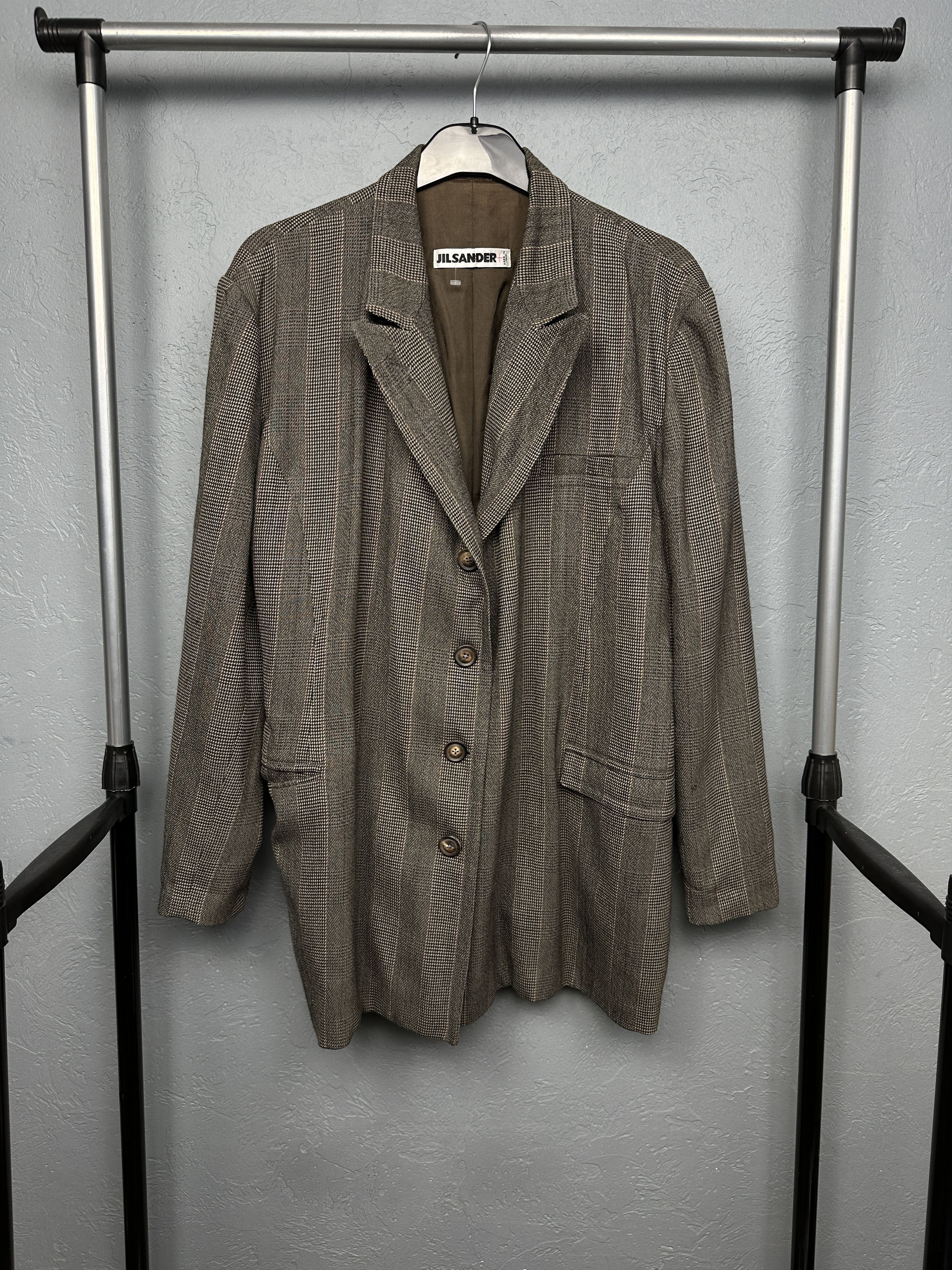 Jil Sander Jil Sander 90s Vintage Womens Wool Herringbone Coat Size M / US 6-8 / IT 42-44 - 1 Thumbnail