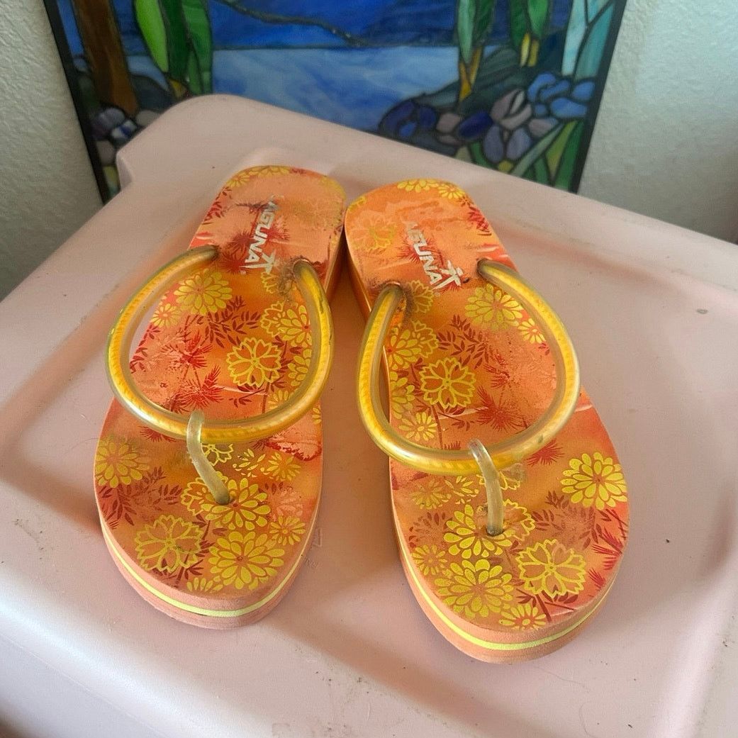 Other laguna orange hawaiian habiscus floral sandals shoes Size US 8 / IT 38 - 1 Thumbnail