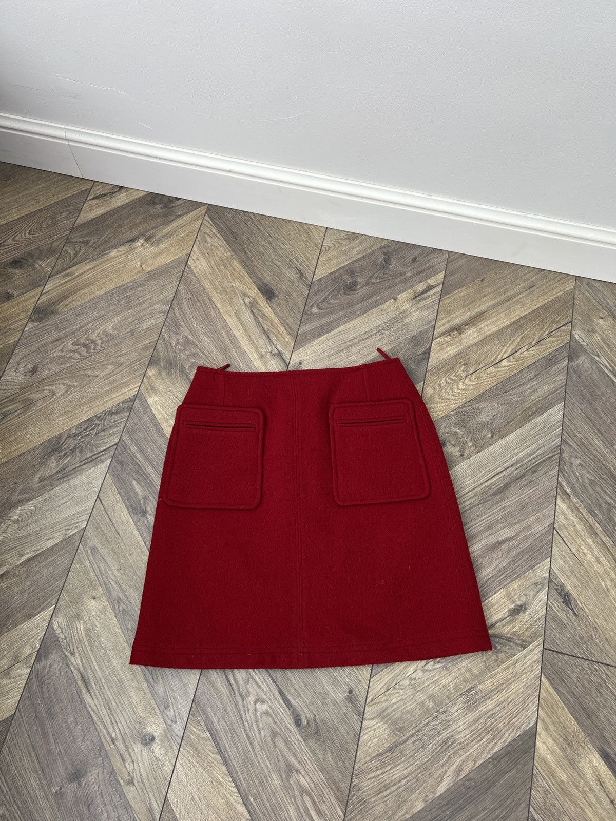 Vintage × Weekend Max Mara Vintage Weekend Max Mara Cranberry Red Wool A-Line Skirt Size 26" / US 2 / IT 38 - 1 Thumbnail