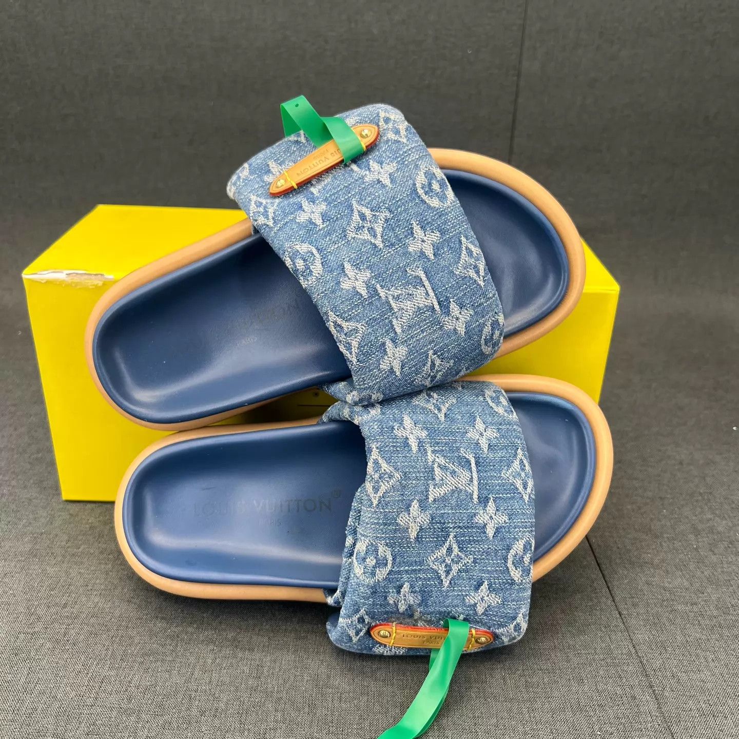 Louis Vuitton LV Pool Pillow Blue Denim Slippers 35 Original Box Size US 4.5 / IT 34.5 - 2 Thumbnail