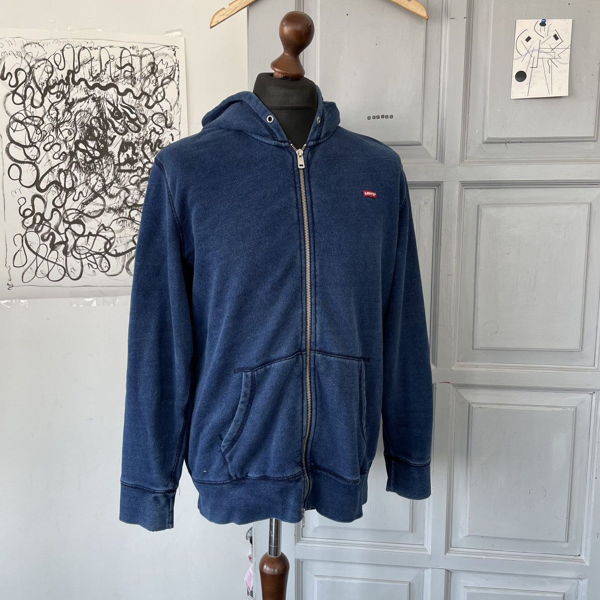 Levi's × Vintage Vintage Levi’s Zip Up Graphic Hoodie Distressed Y2K Size US L / EU 52-54 / 3 - 1 Thumbnail