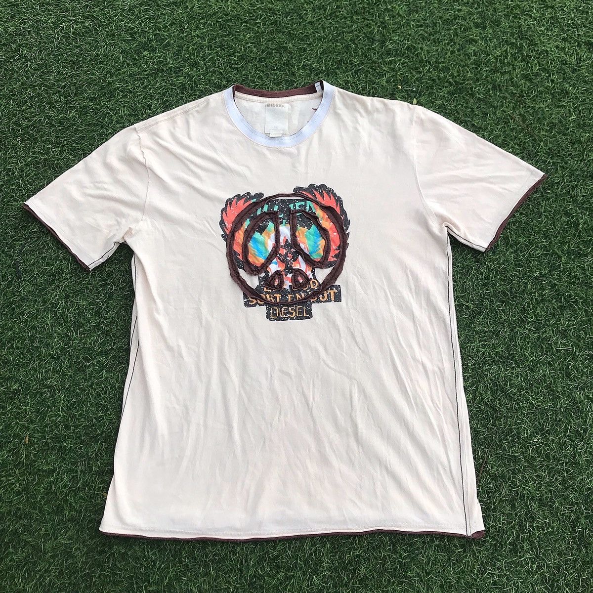 Diesel × Vintage Vintage Diesel Tshirt tee smiley logo acid house peace Cream Size US XL / EU 56 / 4 - 1 Thumbnail