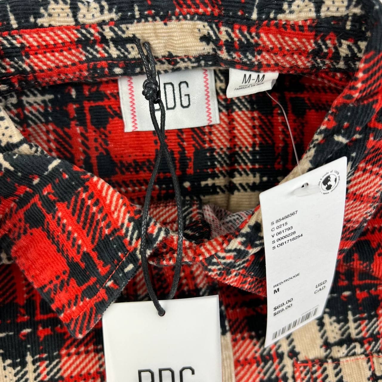 Bdg BDG Shirt Mens Medium Plaid Corduroy Button Down Size US M / EU 48-50 / 2 - 6 Thumbnail