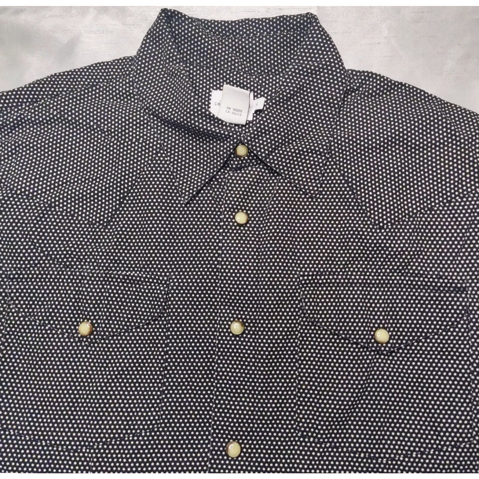 Calvin Klein CALVIN KLEIN Men Medium Star-Dotted Pearl Snap Black Long Sleeve Button-Up Western Shirt Size US M / EU 48-50 / 2 - 3 Thumbnail