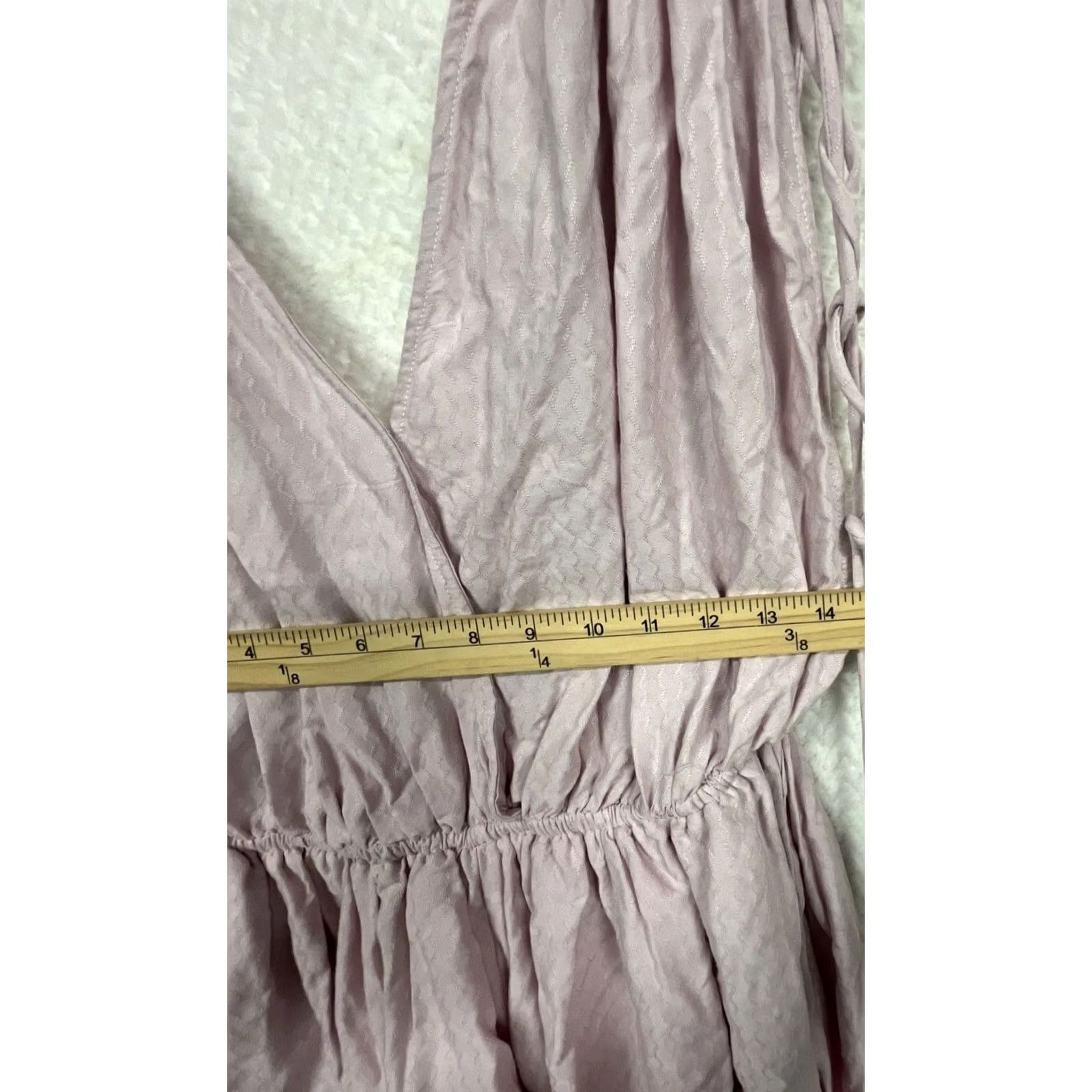 Pinko Hyfve Pink Romper Womens S Ruched Drawstring Shoulder Surplice V Neck Boho Size 28" / US 6 / IT 42 - 5 Thumbnail