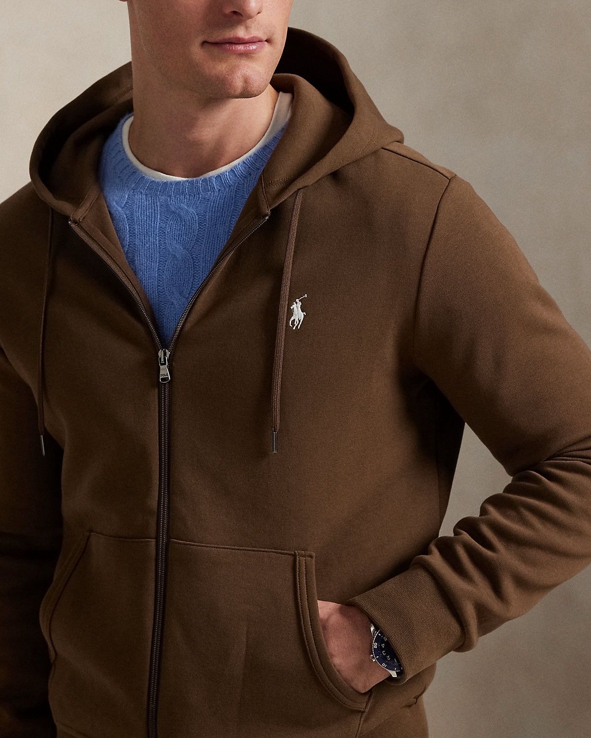 Polo Ralph Lauren 🇺🇸 NWT❗️Polo Ralph Lauren Double Knit Full Zip Hoodie Brown Size US M / EU 48-50 / 2 - 1 Thumbnail