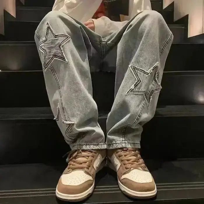 Japanese Brand Blue Color Star Aesthetic Spliced Denim Size US 32 / EU 48 - 3 Thumbnail
