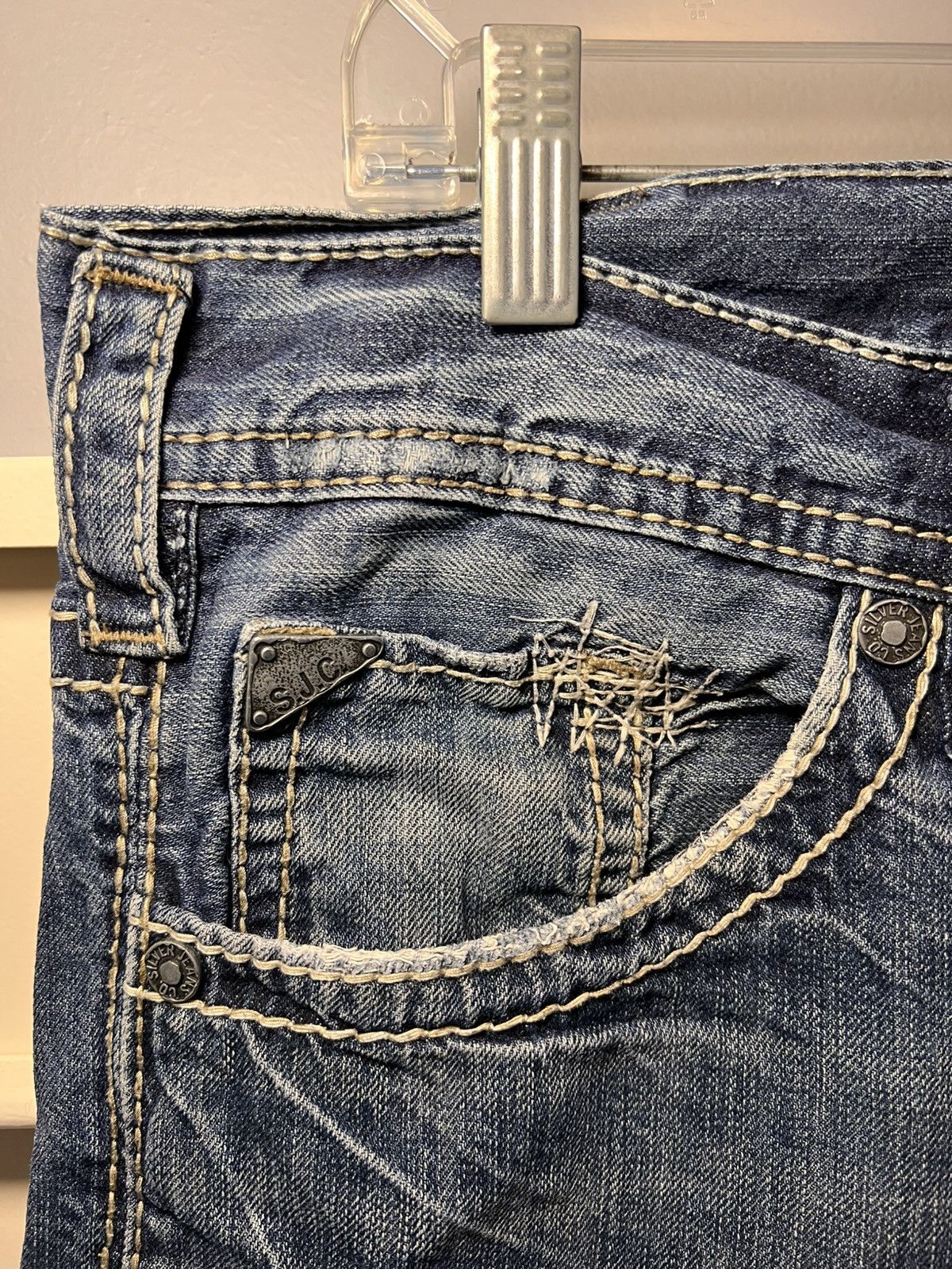 Silver Jeans Co. Vintage Silver bootcut 6 pocket contrast stitch faded jeans Size US 34 / EU 50 - 5 Thumbnail