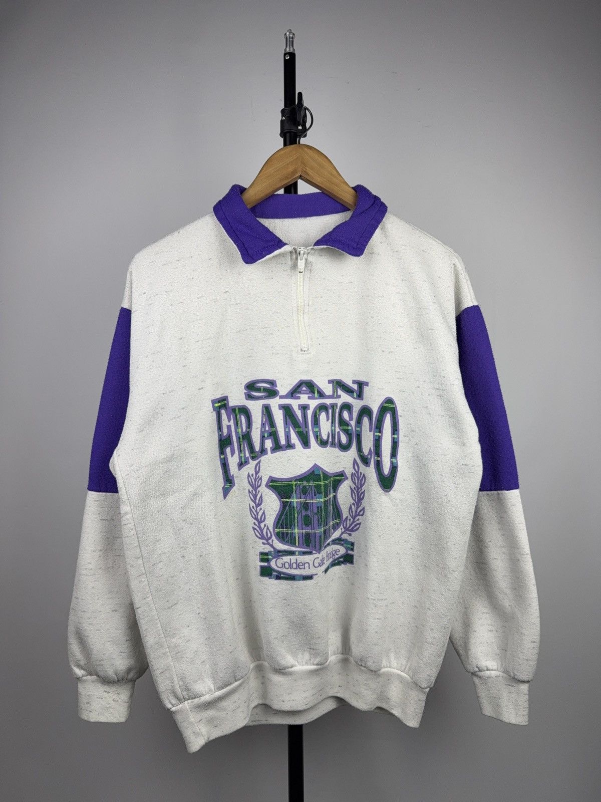Vintage Vntg 80s San Francisco Golden Gate Bridge 1/4 Zip Sweatshirt Size US M / EU 48-50 / 2 - 1 Thumbnail