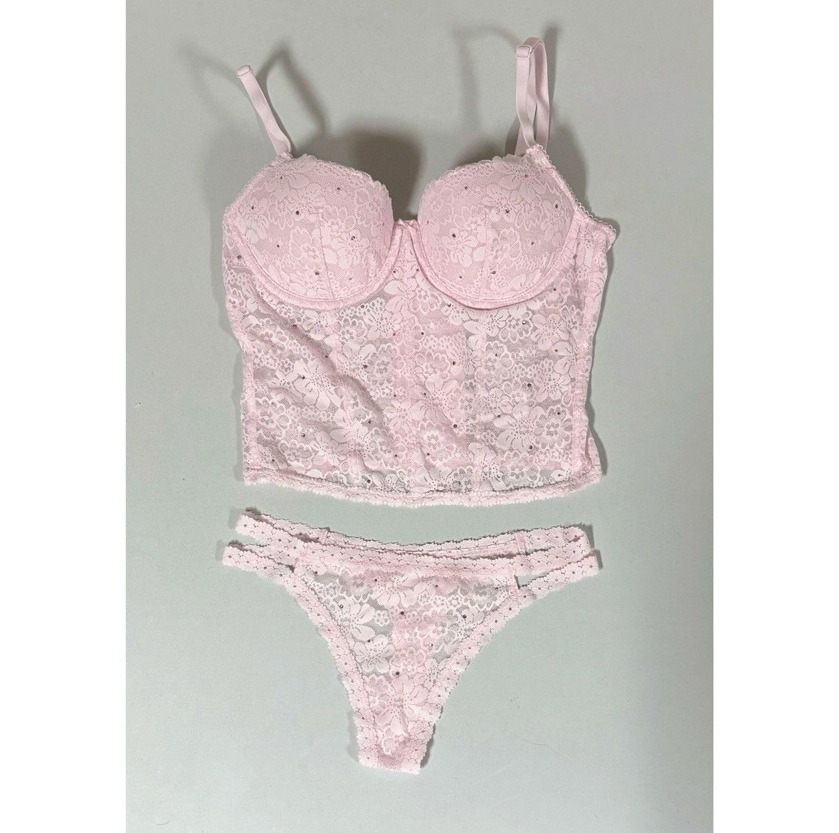 Victoria's Secret Pink Diamond Lingerie Bra Top and Bottoms Set of 2 Size S 🎀✨ Size S / US 4 / IT 40 - 2 Thumbnail