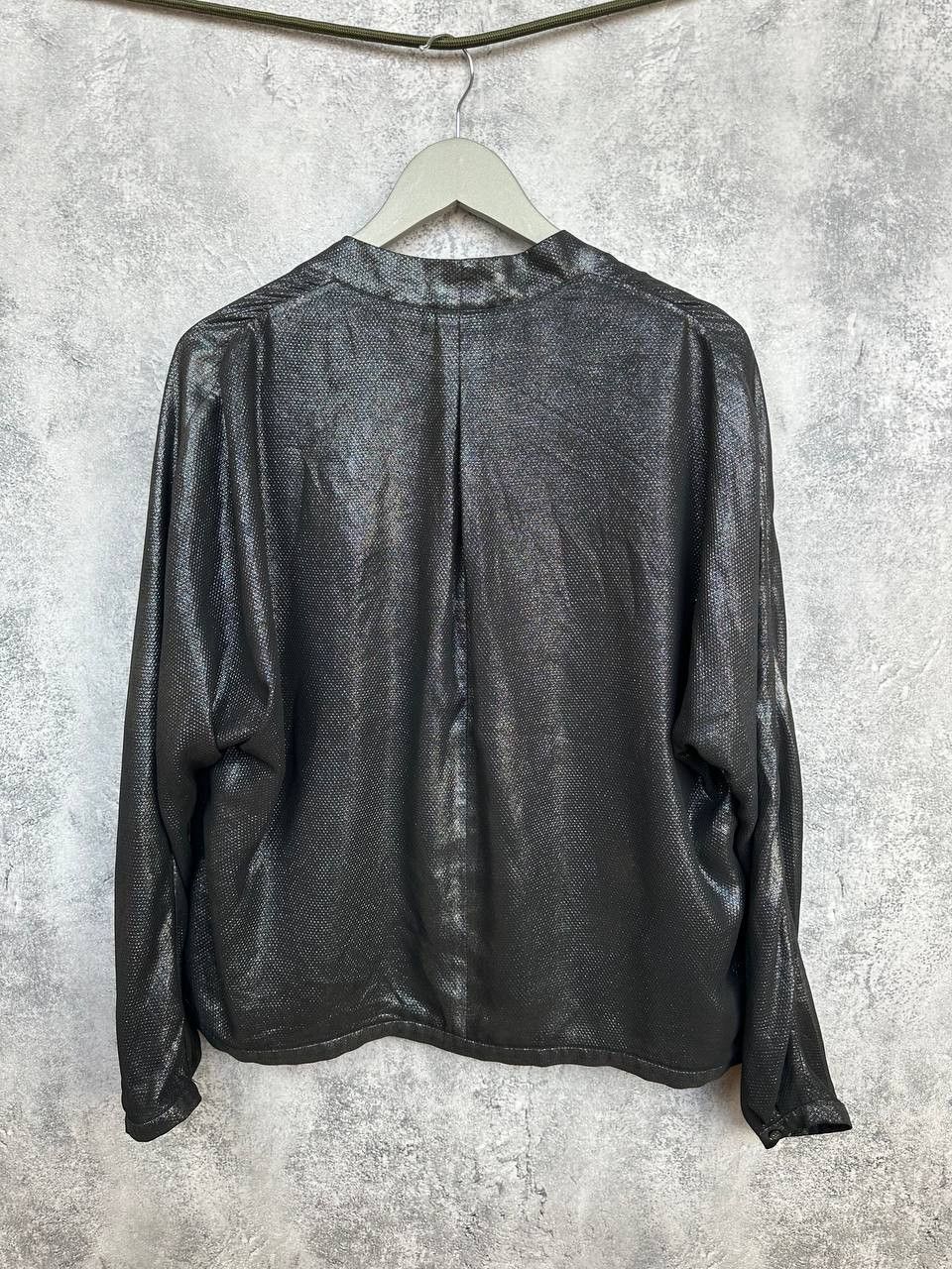 Reiss REISS Maja Metallic Wrap Blouse Shimmer LS Evening Top Size L / US 10 / IT 46 - 3 Thumbnail