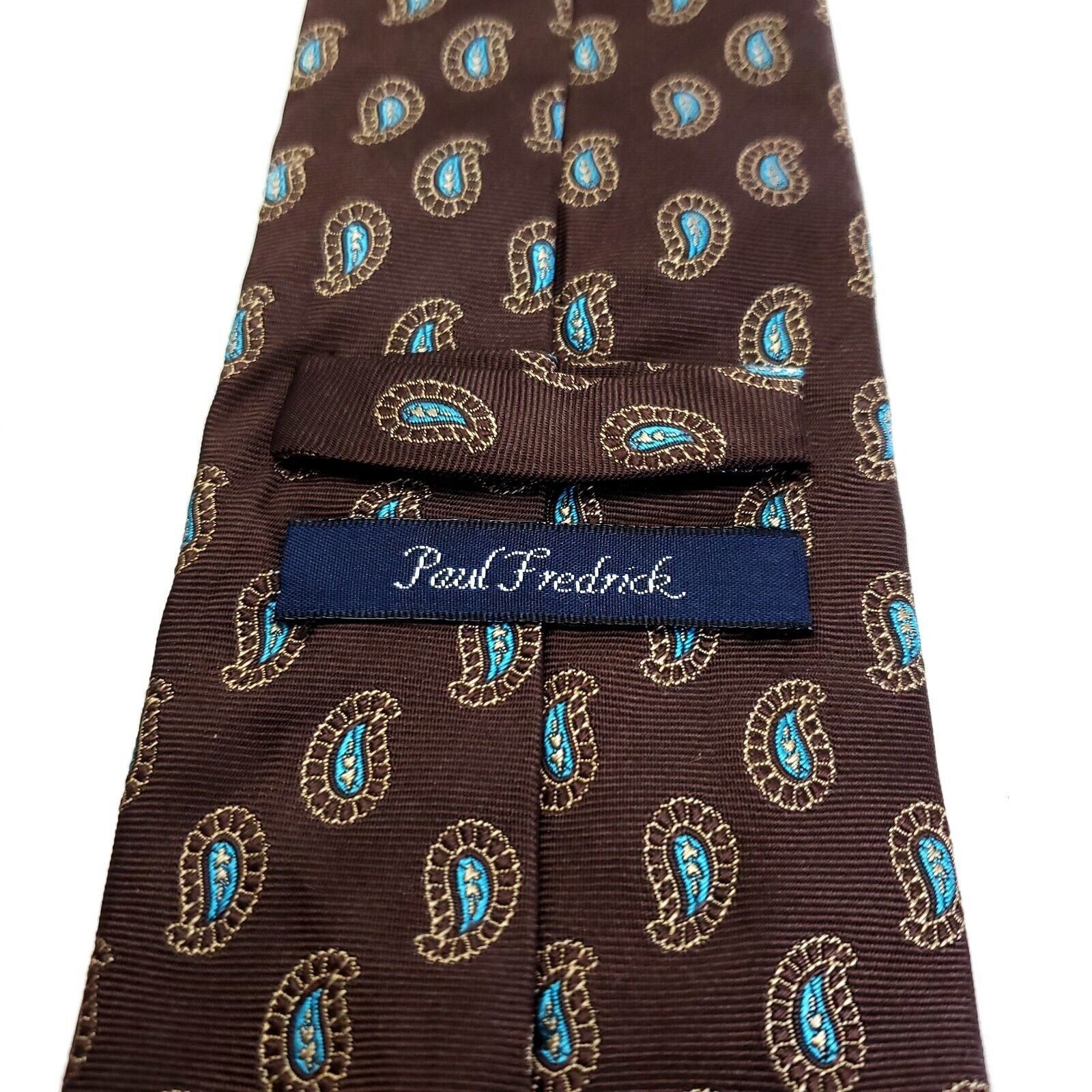 Paul Fredrick Paul Fredrick Brown Paisley Geometric Silk Tie Long Size ONE SIZE - 3 Thumbnail