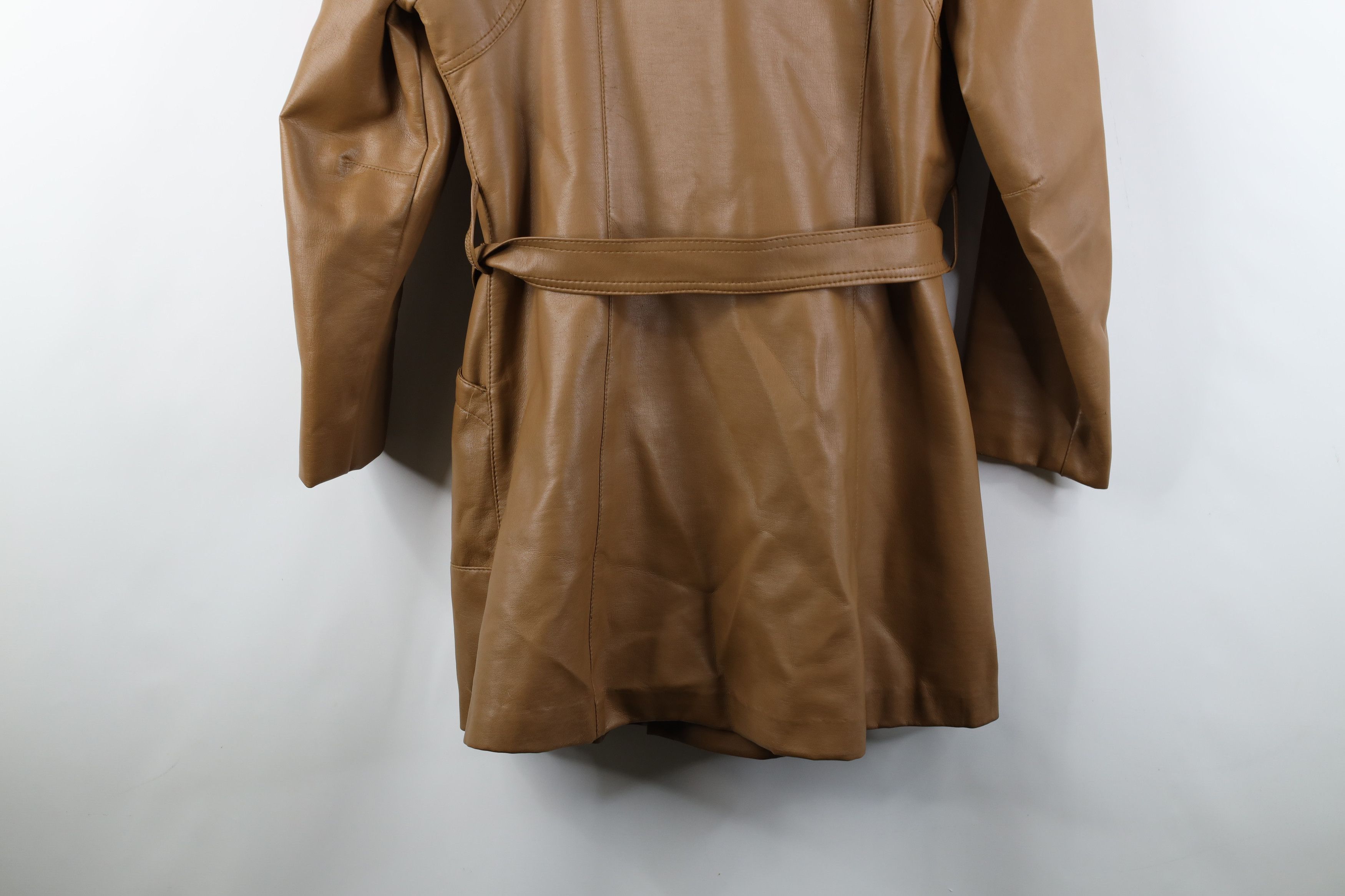 Vintage Vintage 70s Streetwear Fur Collar Faux Leather Belted Coat Size XXL / US 16-18 / IT 52-54 - 16 Thumbnail