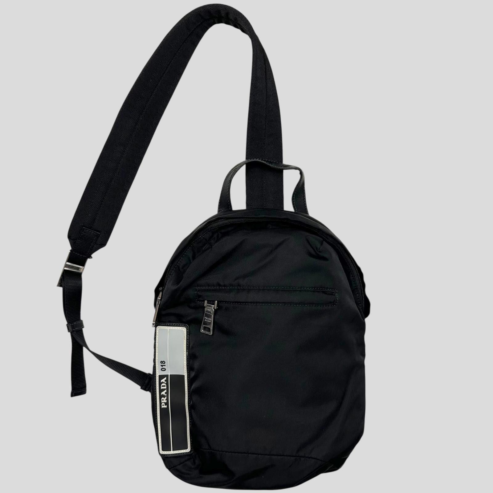 Prada Prada 2018 Rubber Race Logo Nylon Sling Harness Backpack Size ONE SIZE - 1 Thumbnail
