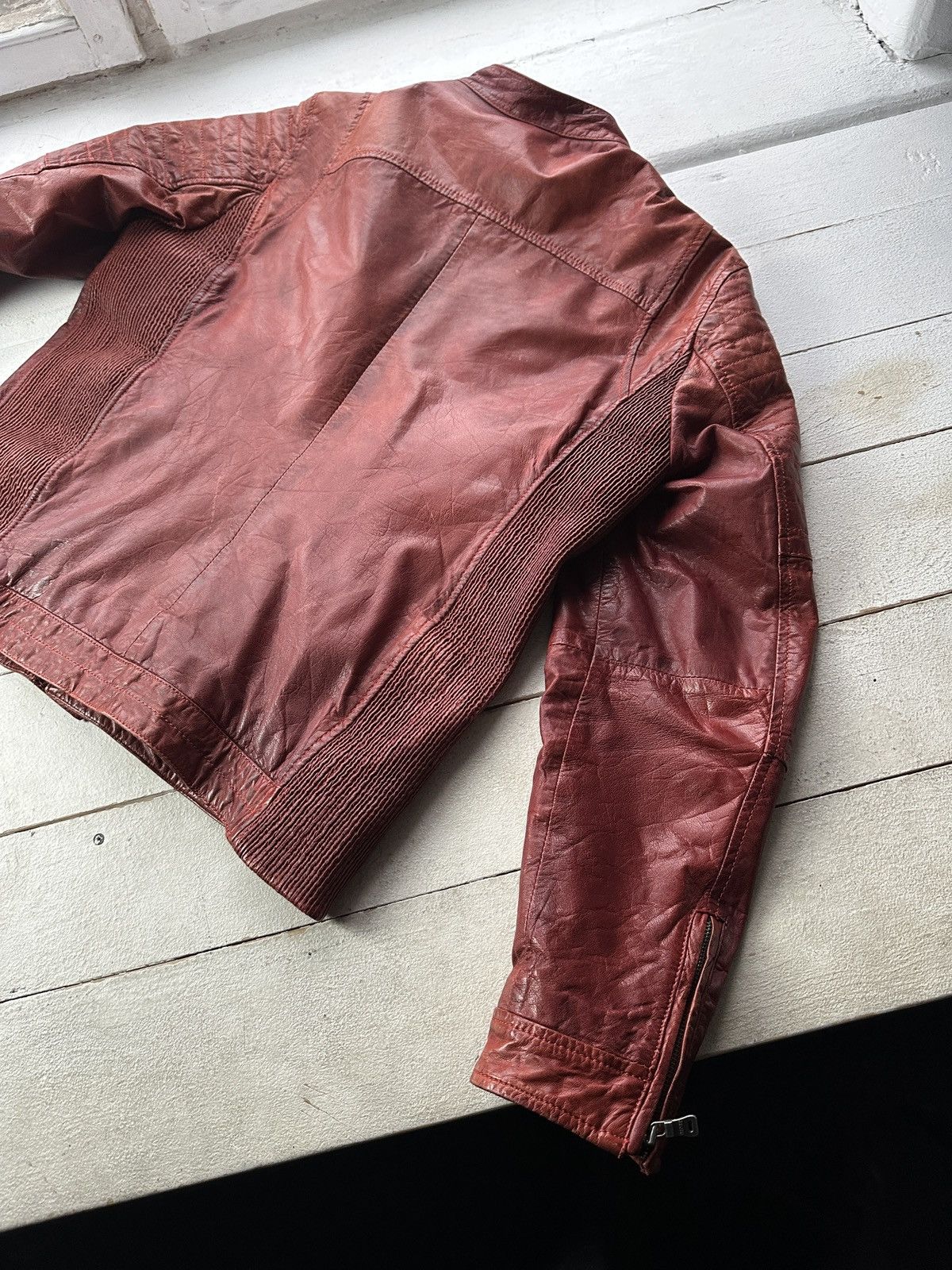 Gypsy 🚨VNTG LEATHER JACKET AVANT GARDE ASYMMETRICAL BROWN MOTO Size US XL / EU 56 / 4 - 12 Thumbnail