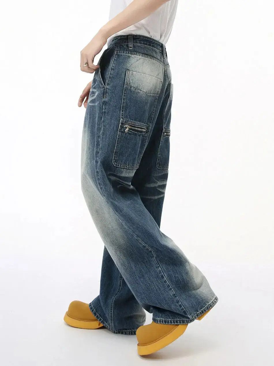 Japanese Brand Retro loose wide leg straight leg jeans Size US 32 / EU 48 - 4 Thumbnail