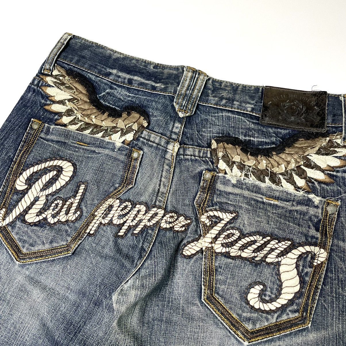 If Six Was Nine Red Pepper Studded Angle Wings Distressed Jeans Size US 32 / EU 48 - 10 Thumbnail