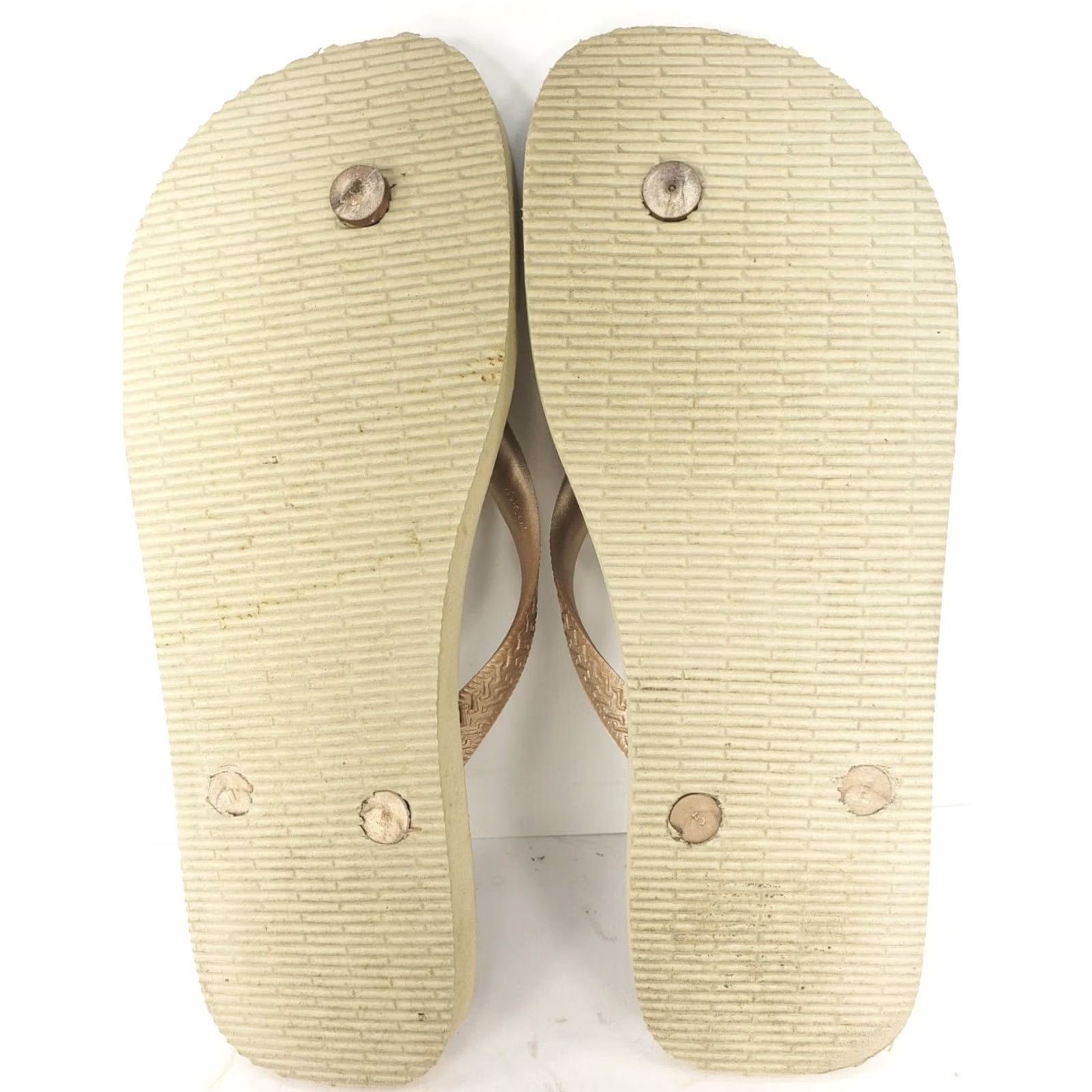 Vintage Havaianas Flip Flops Women's Size 9-10 Brown Gold Tiger Striped Slip On Sandal Pattern Straps Footbed Rubber Size US 9 / IT 39 - 8 Thumbnail