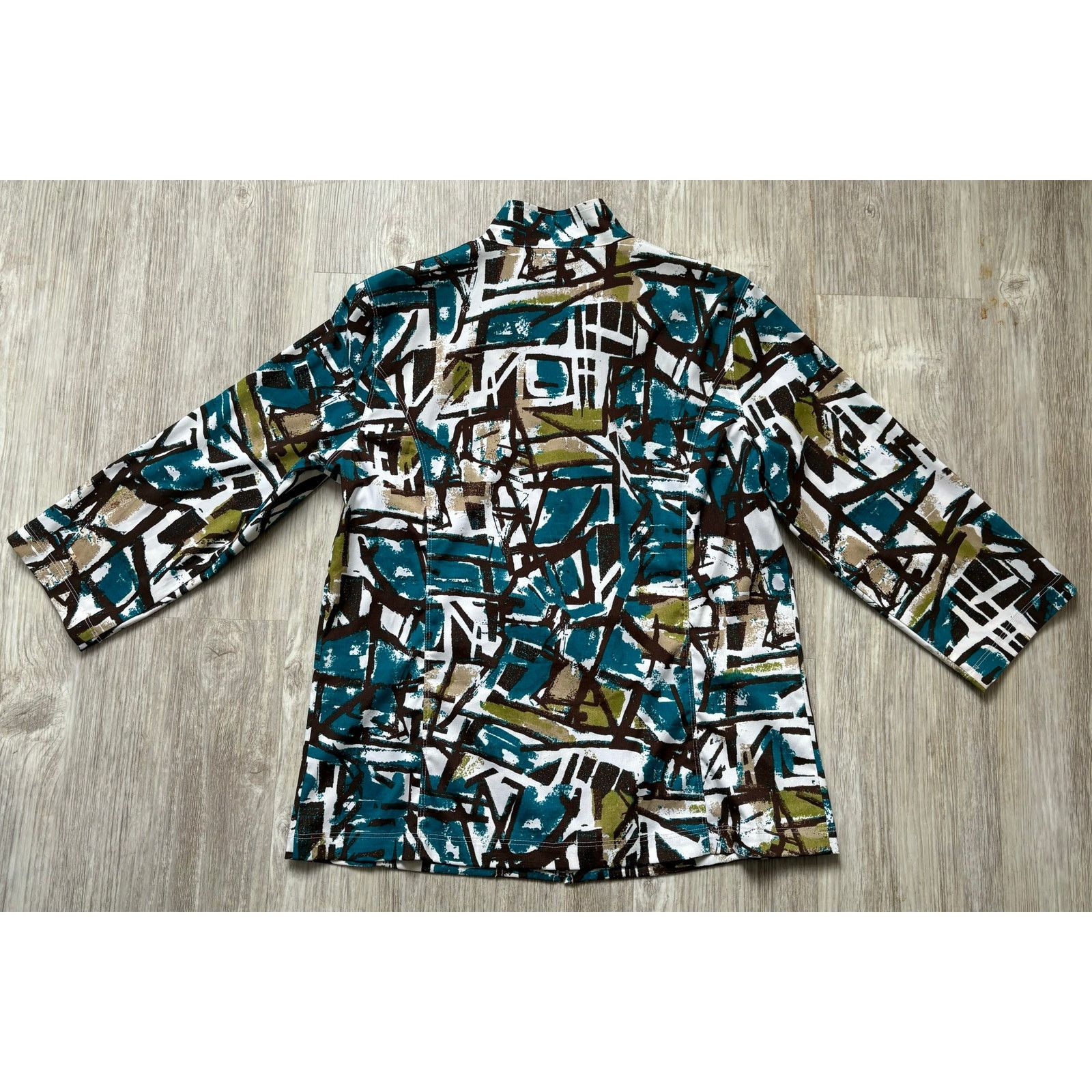 Other Additions by Chico’s | Geometric Allover Print Zip Shirt | 1 Size XS / US 0-2 / IT 36-38 - 2 Thumbnail