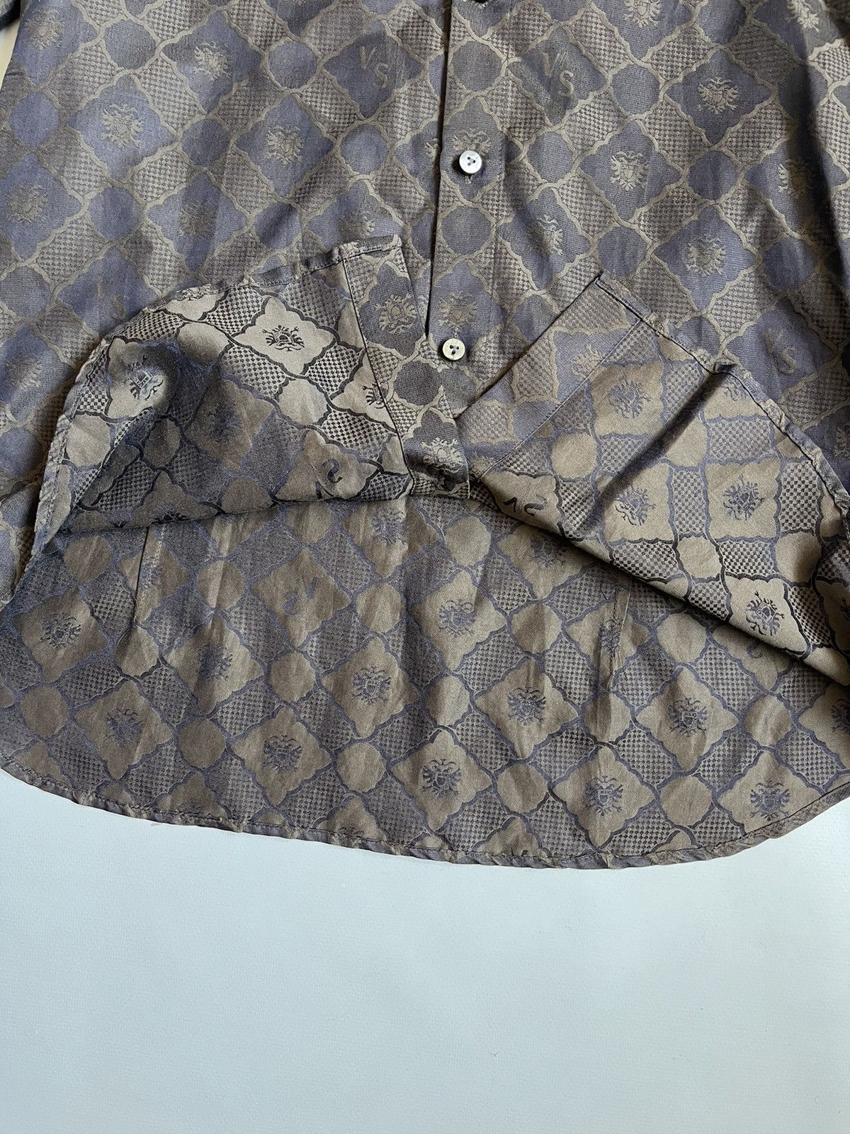 Versus Versace Versace Versus Unisex Brown Silk Monogram Button Up Shirt Size US L / EU 52-54 / 3 - 9 Thumbnail