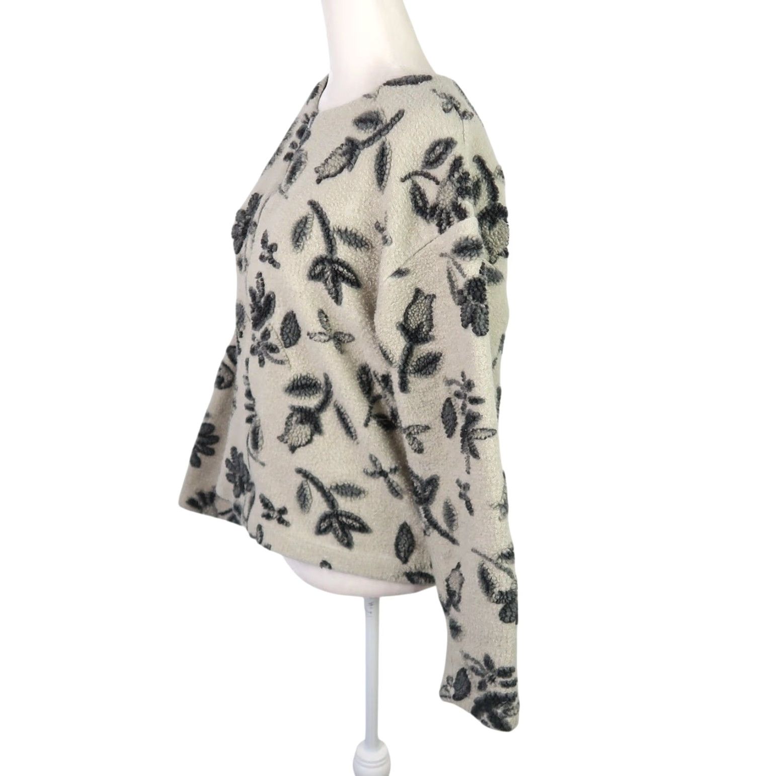Sierra Designs VINTAGE Sierra Designs Floral Fleece Zip Jacket Women's L Cream Black 90s Bohemian Size L / US 10 / IT 46 - 3 Thumbnail