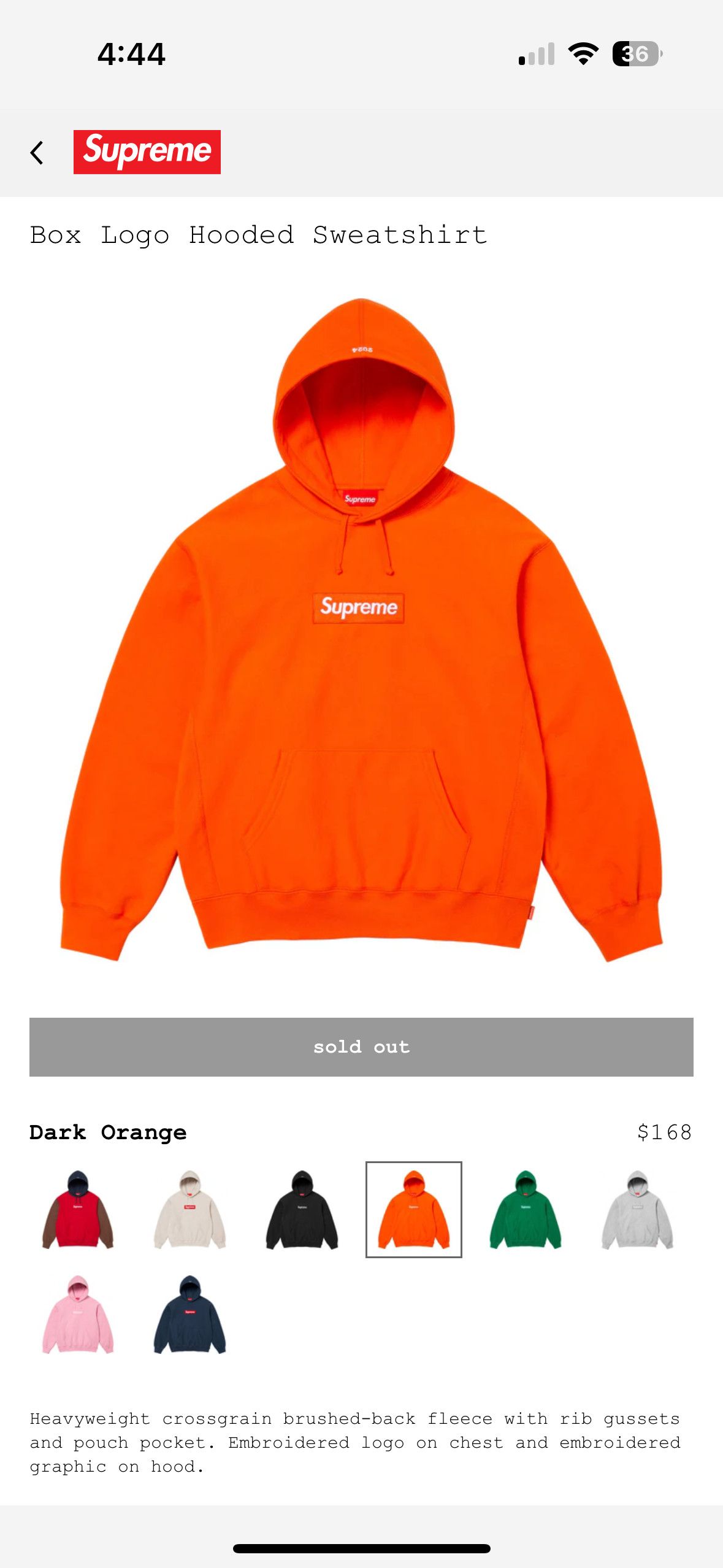 Supreme Supreme Box Logo Hoodie FW24 Dark Orange Large | Grailed