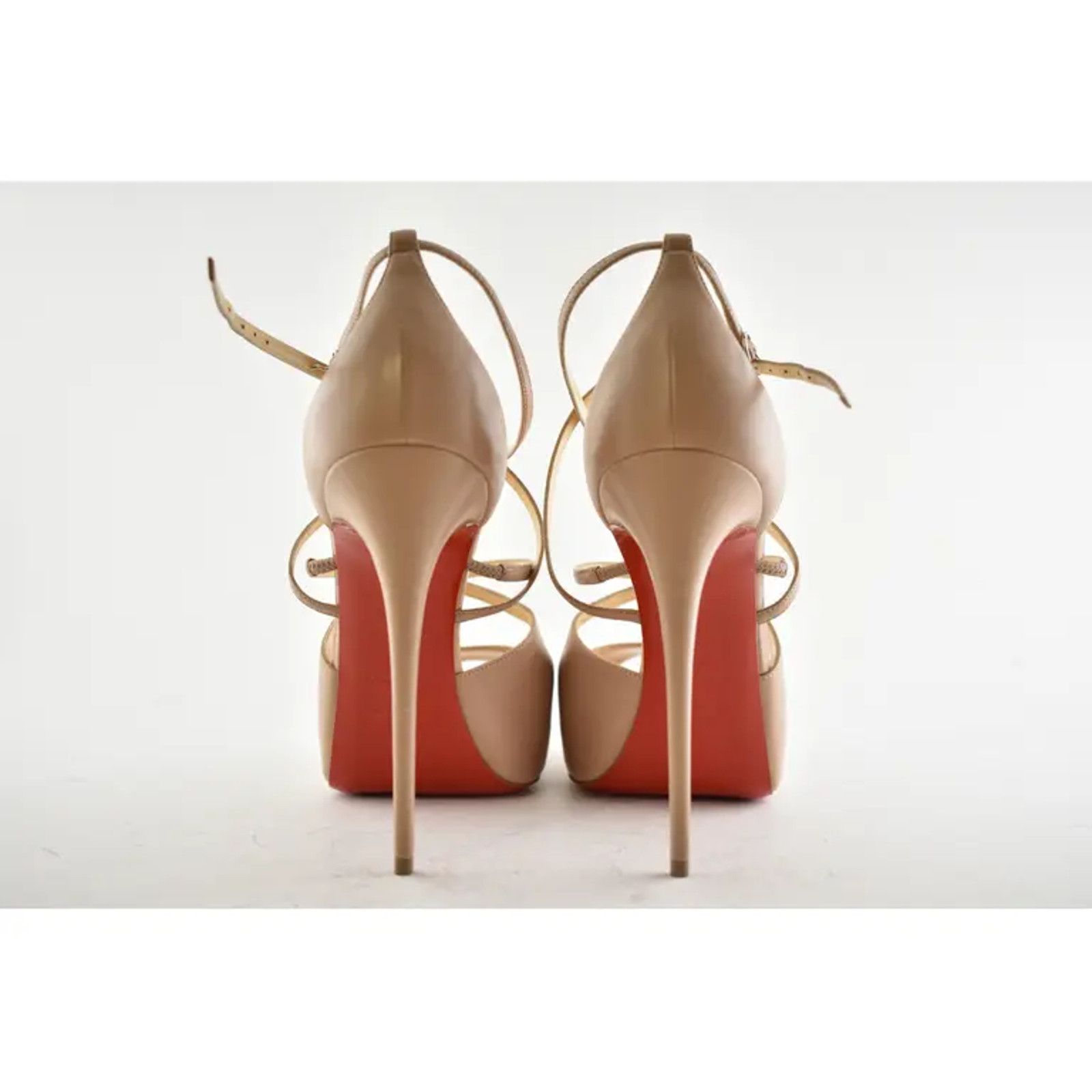 Christian Louboutin Holly Alta 120 Nude Criss Cross Strap Sandal Heel Pump 42 Size US 12 / IT 42 - 9 Thumbnail