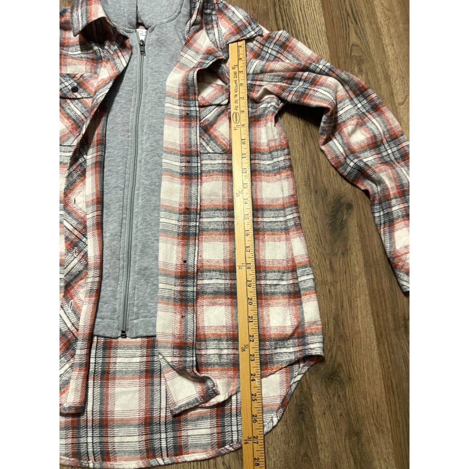 Vintage CI SONO Full Zip Hoodie Women's Size Small Orange White Gray Plaid Full Zip Size S / US 4 / IT 40 - 6 Thumbnail