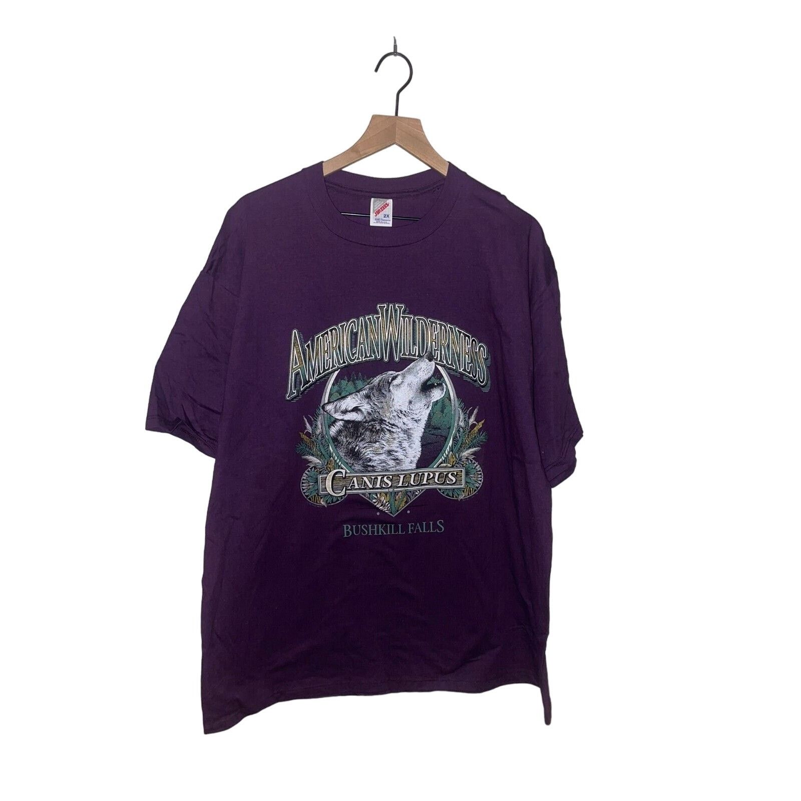 Jerzees Vintage Wolf Shirt Bushkill Falls Animal American Tee 90s 2X Size US XXL / EU 58 / 5 - 1 Thumbnail