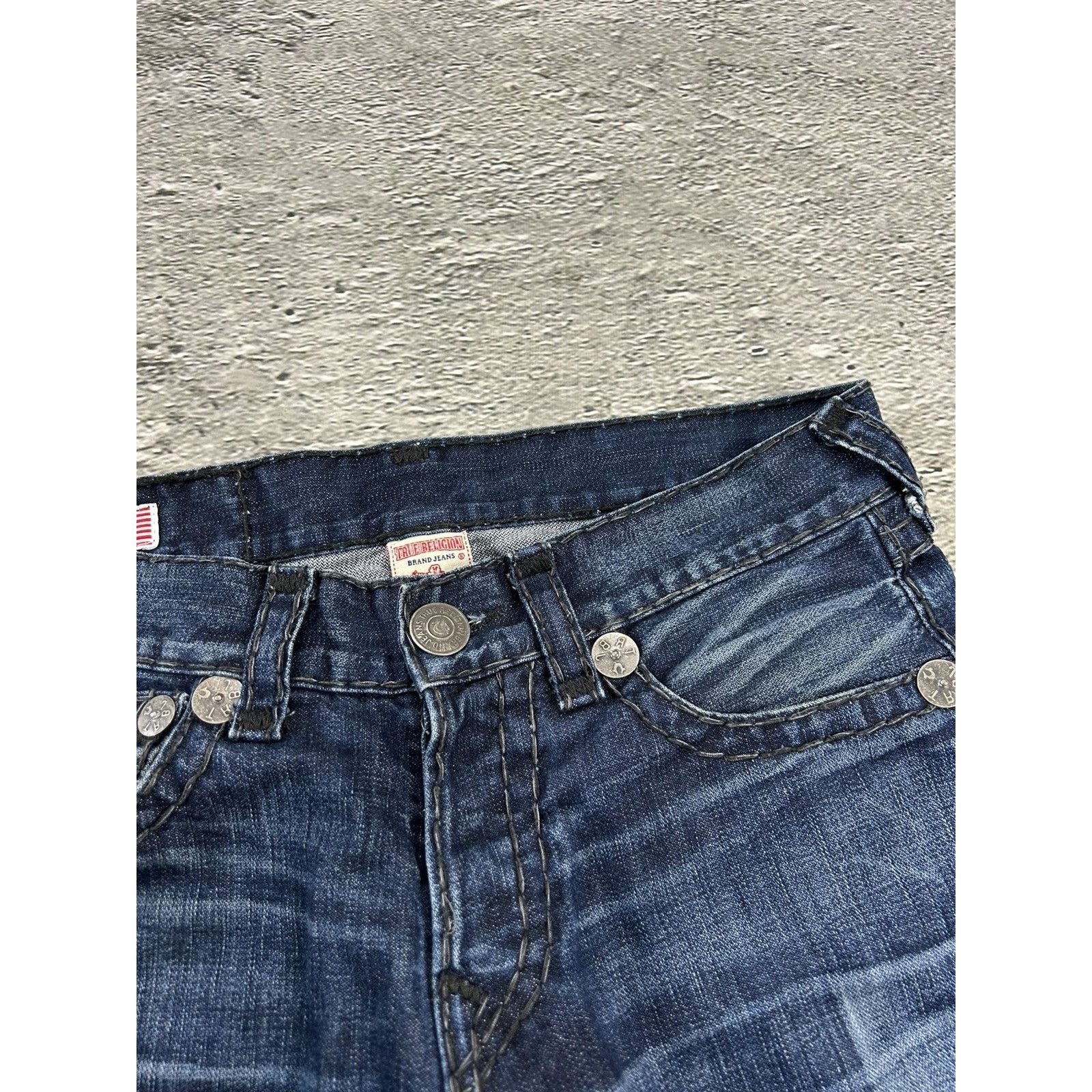 True Religion × Vintage True Religion navy jeans black thick stitching Jack Big QT Size US 32 / EU 48 - 11 Thumbnail
